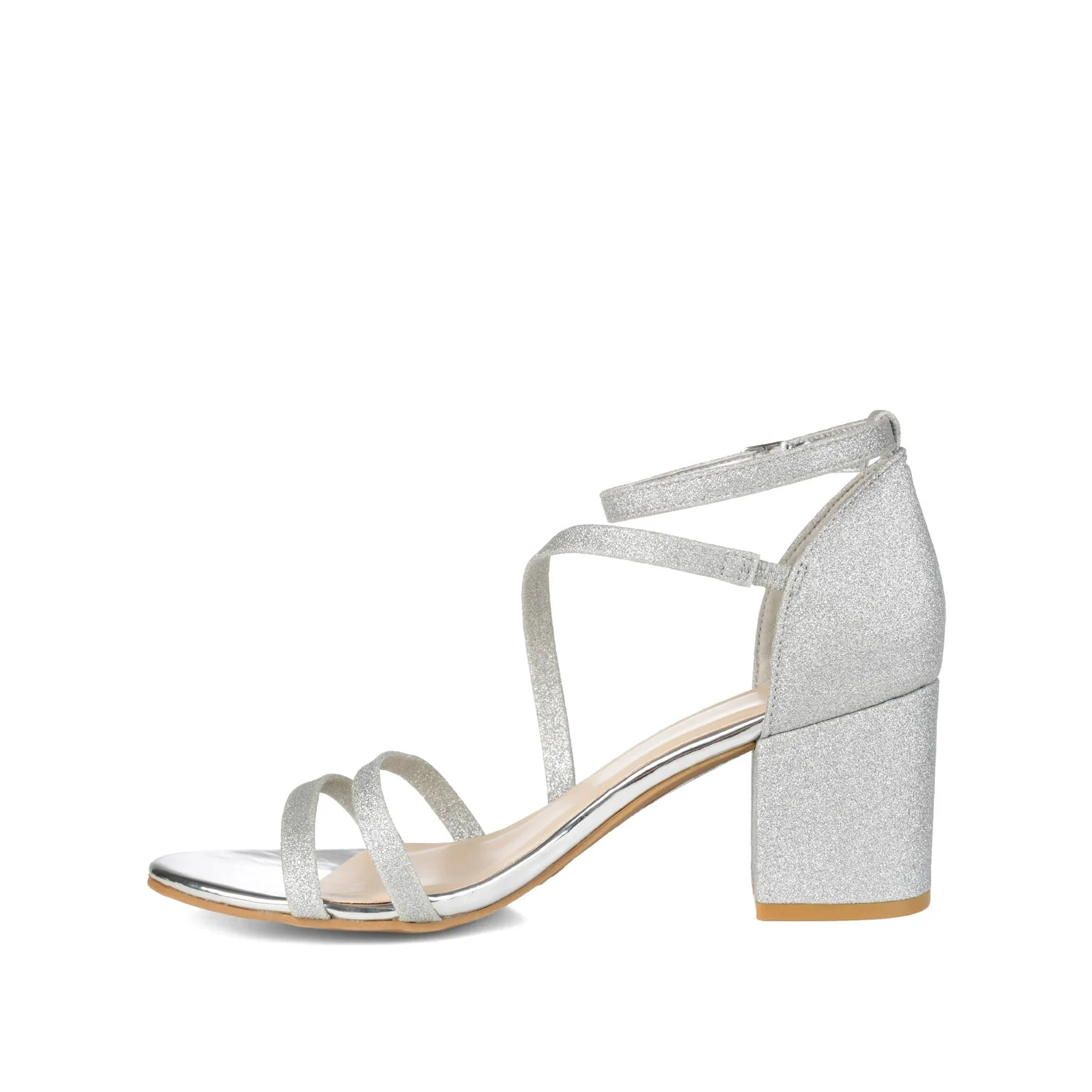 BELLA GLITTERED STRAPPY HEELS IN WIDE - Silver Glitter - Image 3