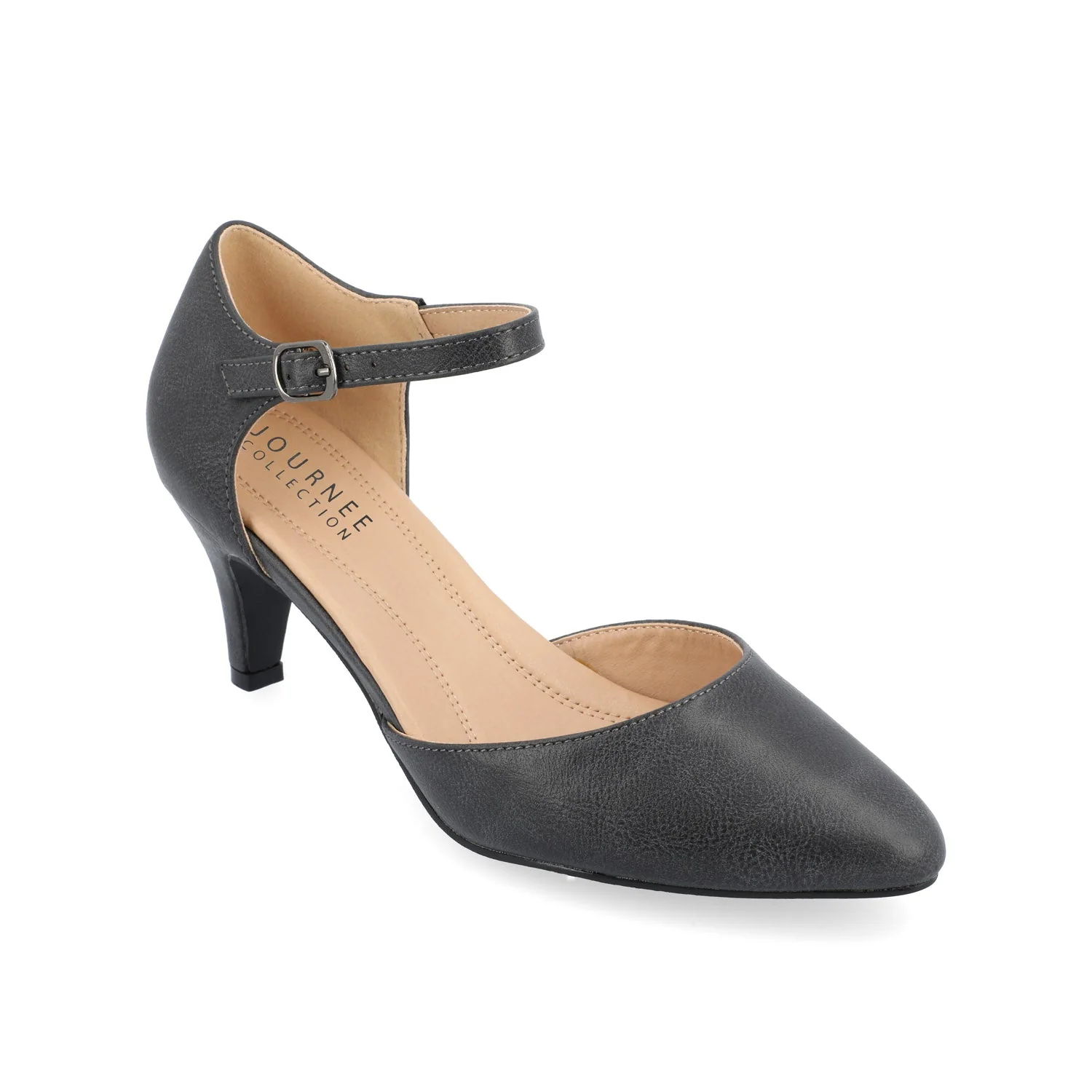 BETTIE D'ORSAY PUMP HEELS IN WIDE - Grey PU - Image 2
