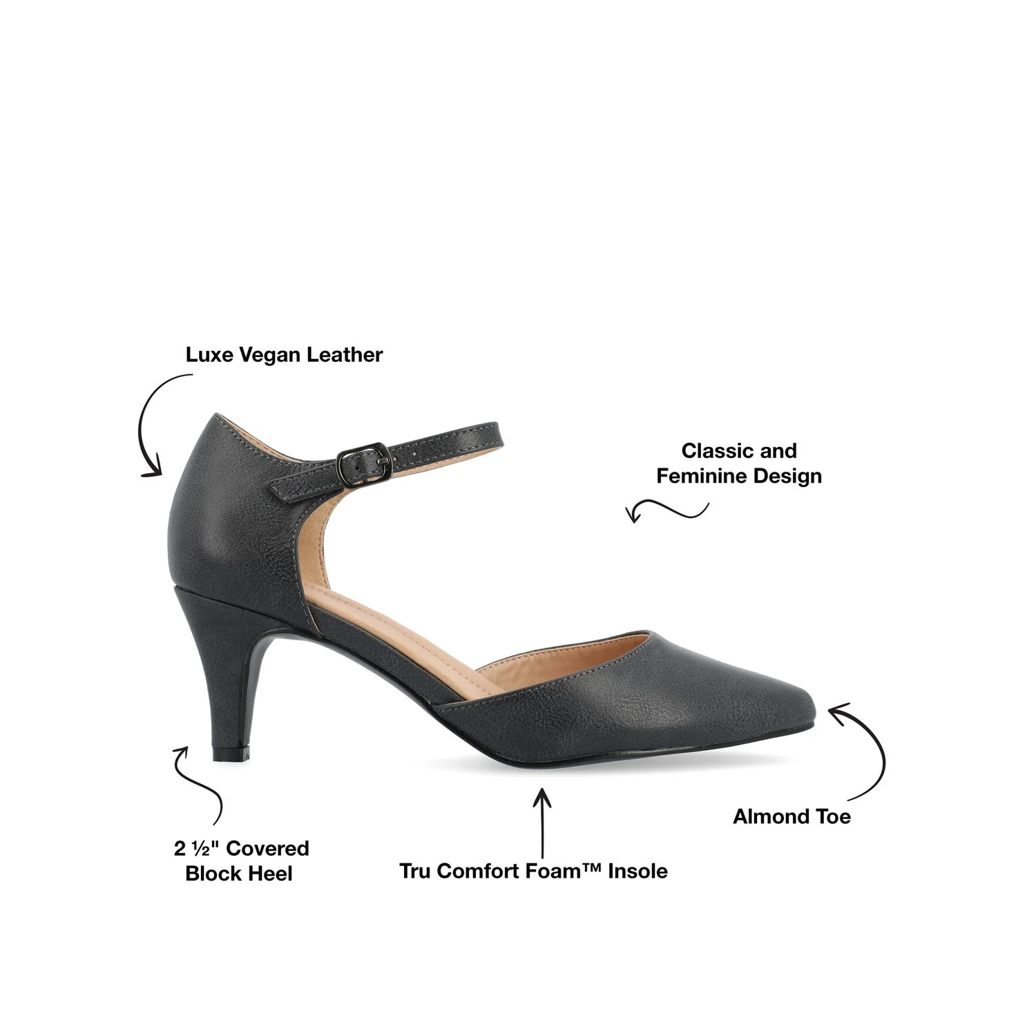BETTIE D'ORSAY PUMP HEELS IN WIDE - Grey PU - Image 9