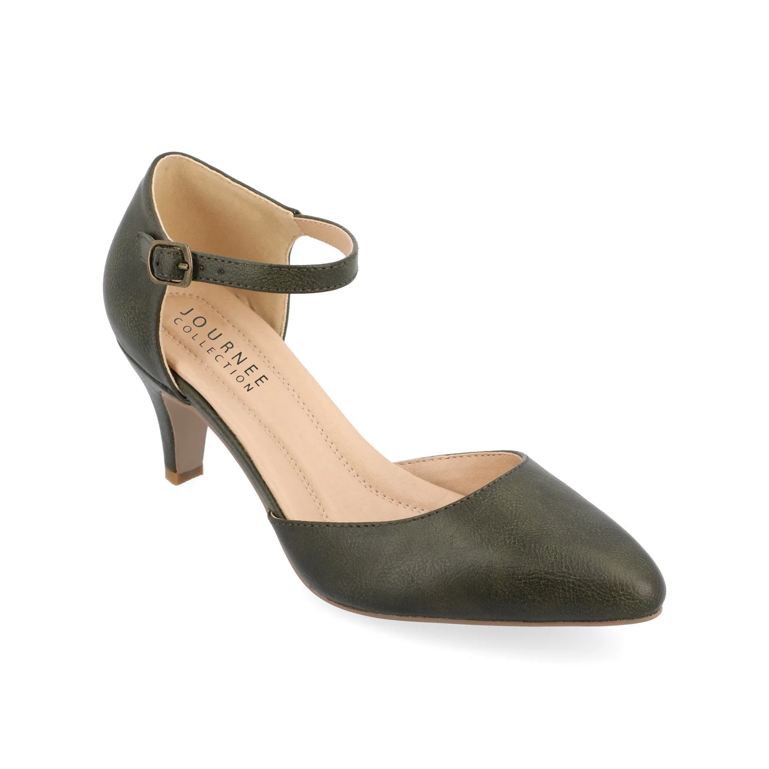 BETTIE D'ORSAY PUMP HEELS IN WIDE - Olive PU - Image 2