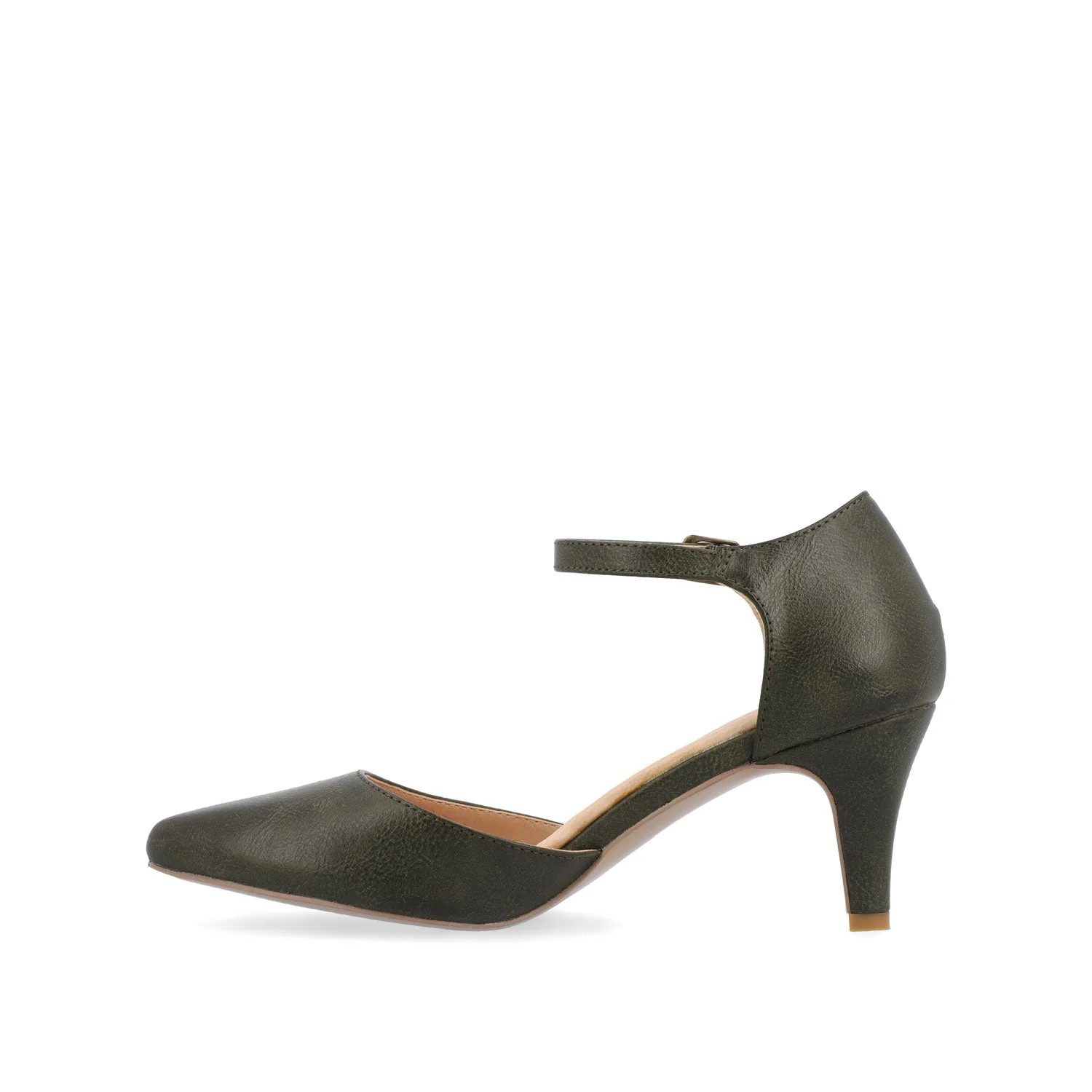BETTIE D'ORSAY PUMP HEELS IN WIDE - Olive PU - Image 3