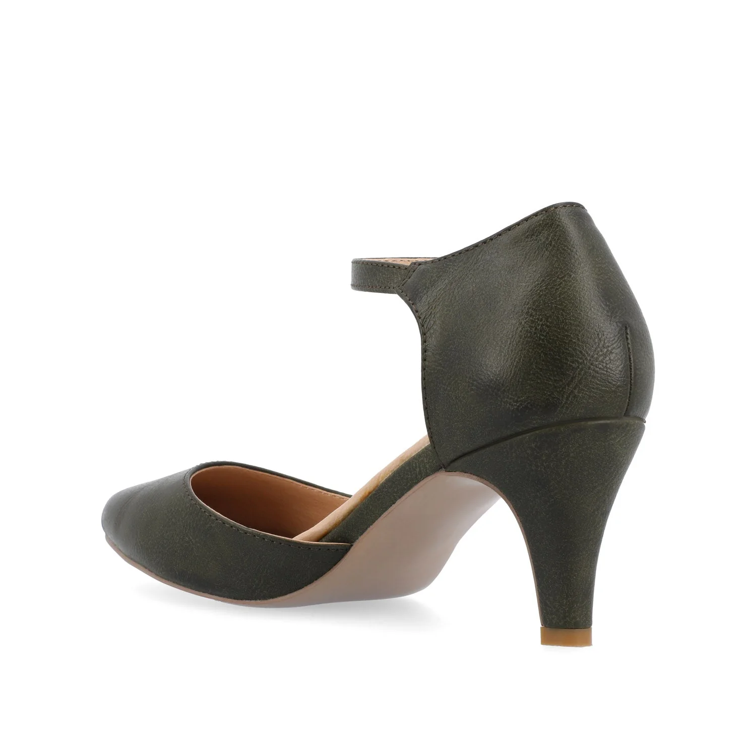 BETTIE D'ORSAY PUMP HEELS IN WIDE - Olive PU - Image 4