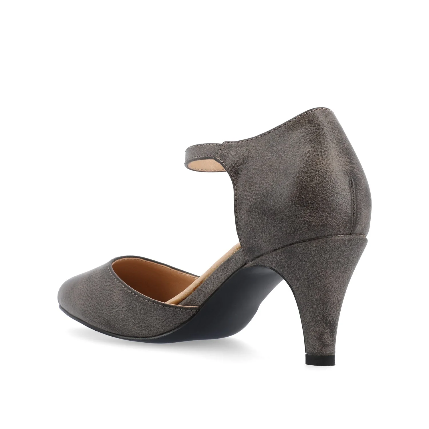 BETTIE D'ORSAY PUMP HEELS IN WIDE - Taupe PU - Image 3