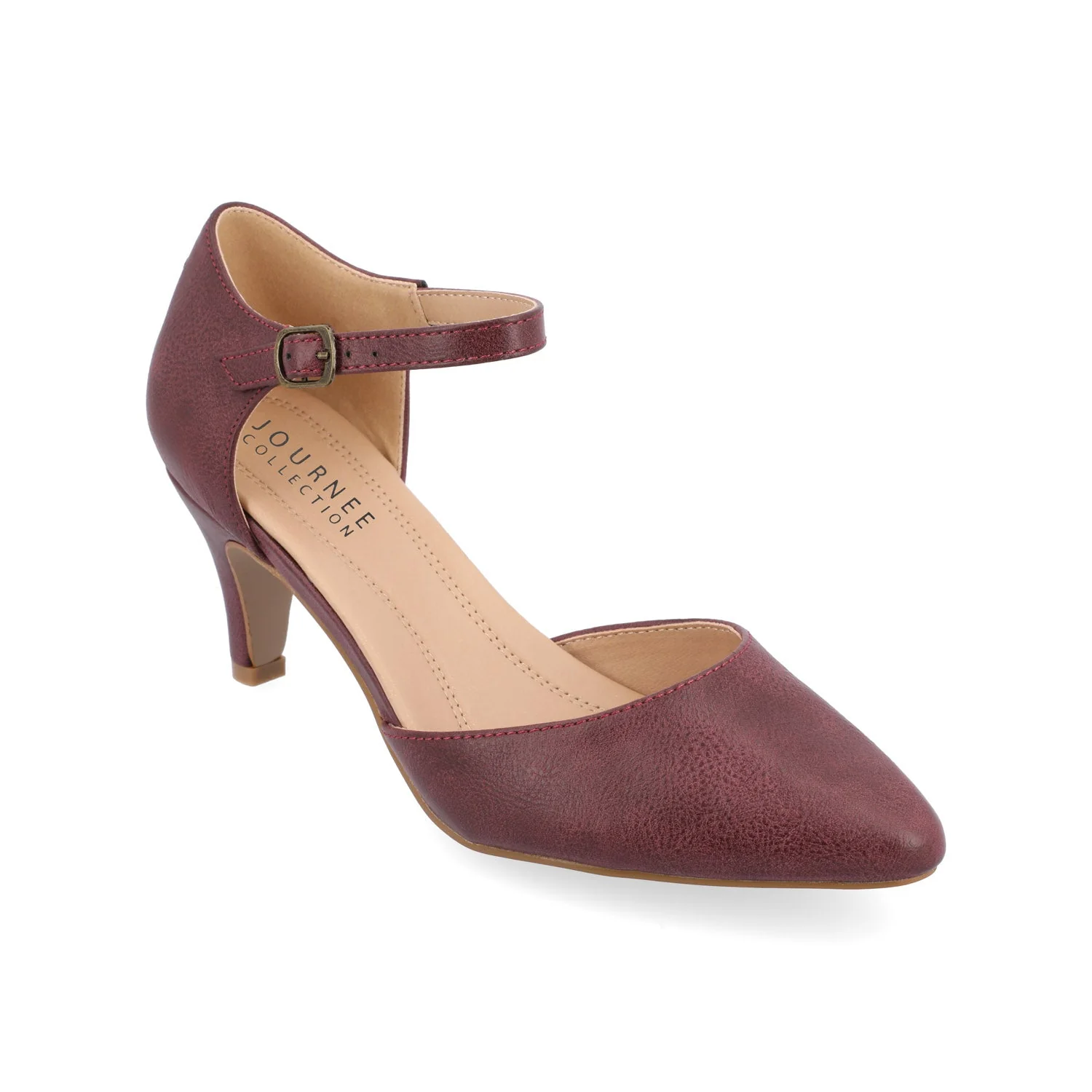 BETTIE D'ORSAY PUMP HEELS IN WIDE - Wine PU - Image 3