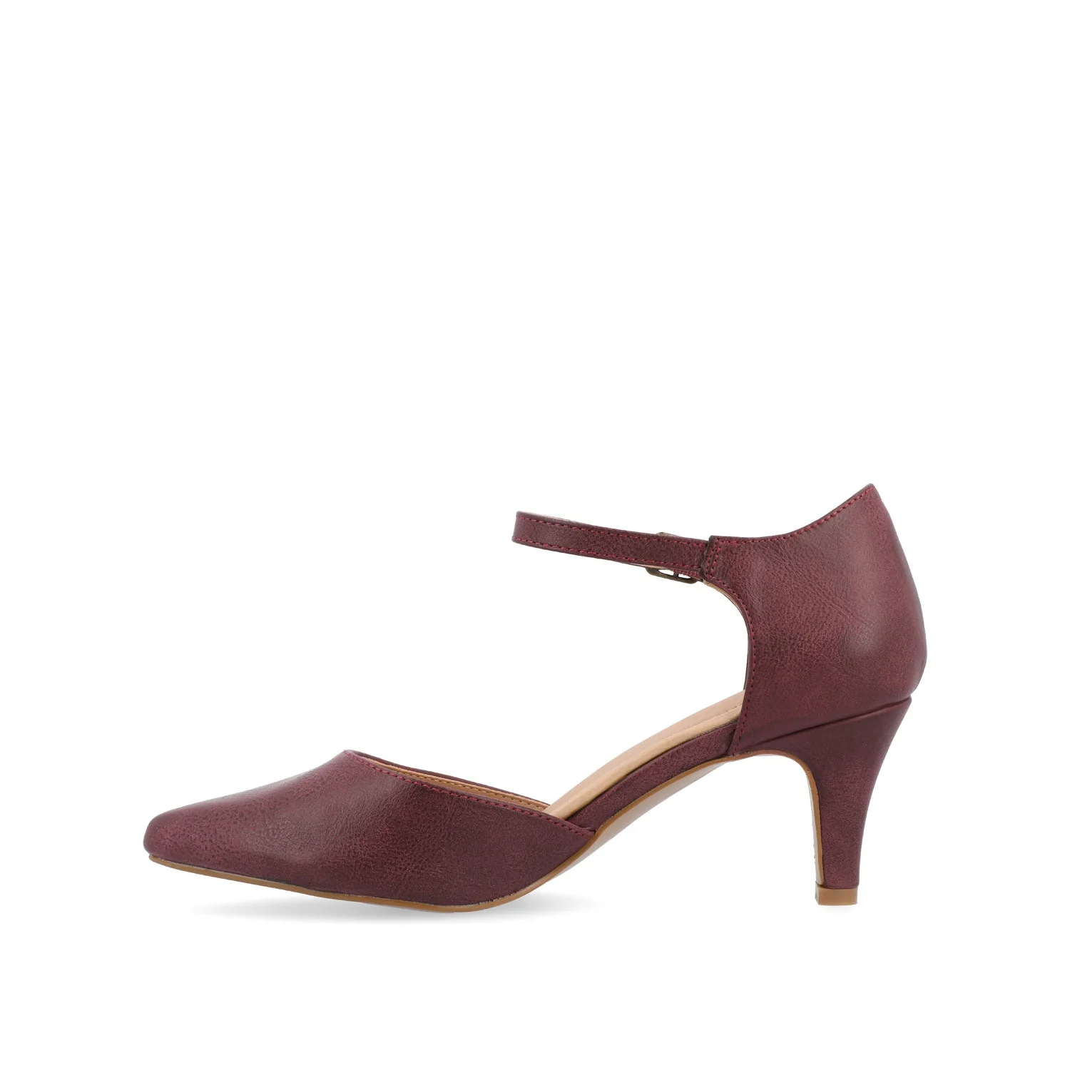 BETTIE D'ORSAY PUMP HEELS IN WIDE - Wine PU - Image 4