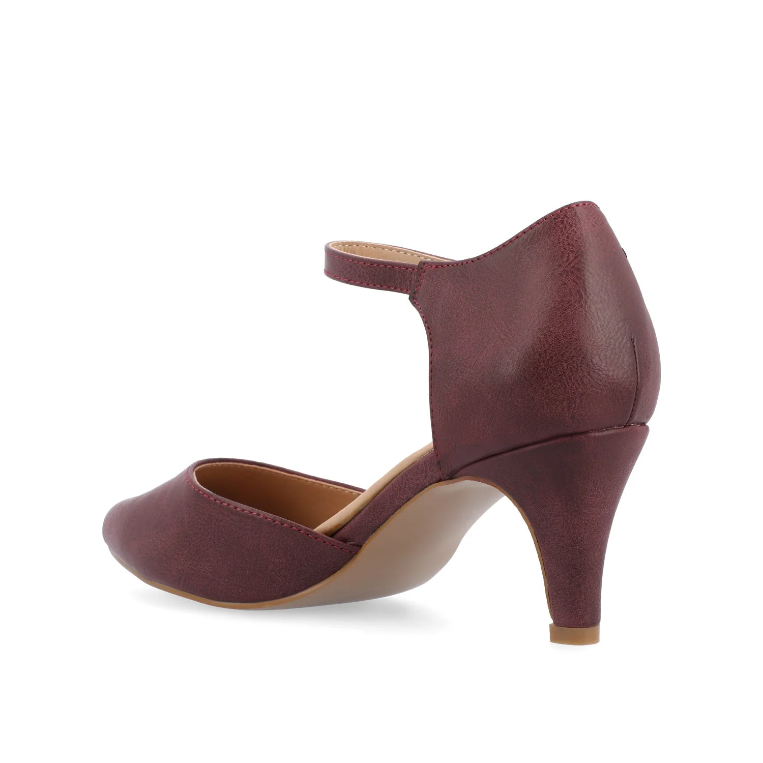 BETTIE D'ORSAY PUMP HEELS IN WIDE - Wine PU - Image 8