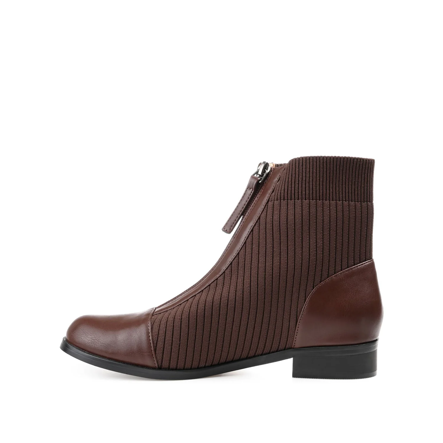 BEXLIE ZIP-UP BOOTIES IN KNIT FABRIC - Brown - Image 3
