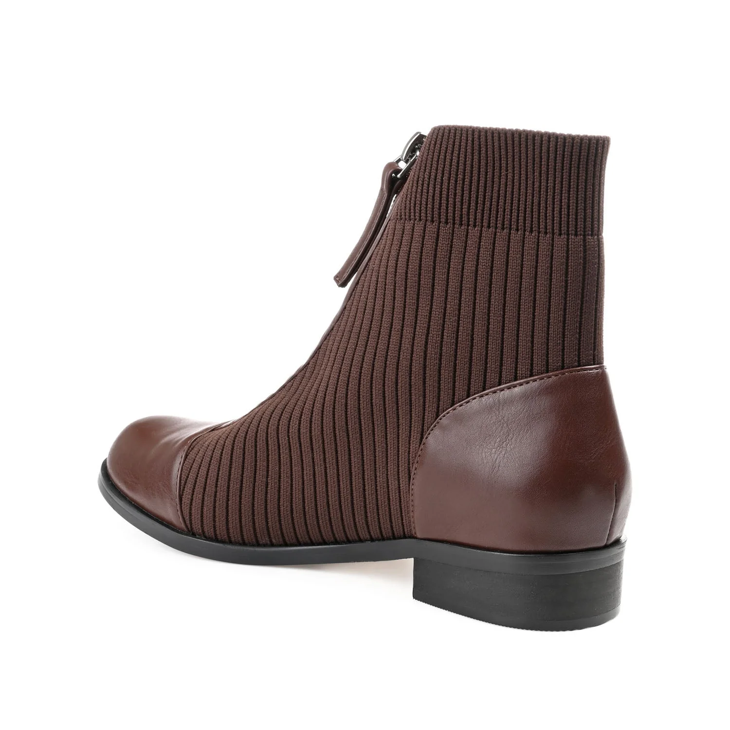 BEXLIE ZIP-UP BOOTIES IN KNIT FABRIC - Brown - Image 4