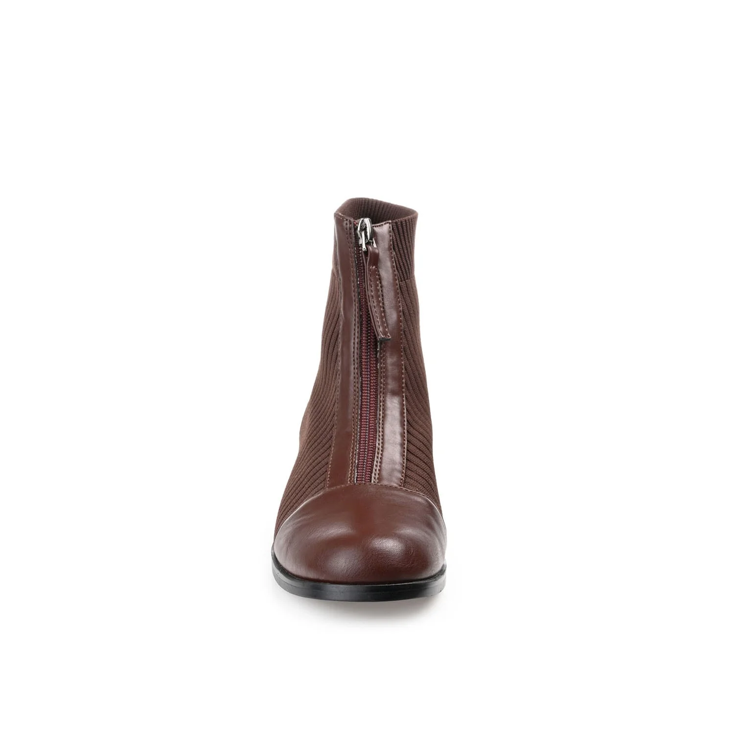 BEXLIE ZIP-UP BOOTIES IN KNIT FABRIC - Brown - Image 5