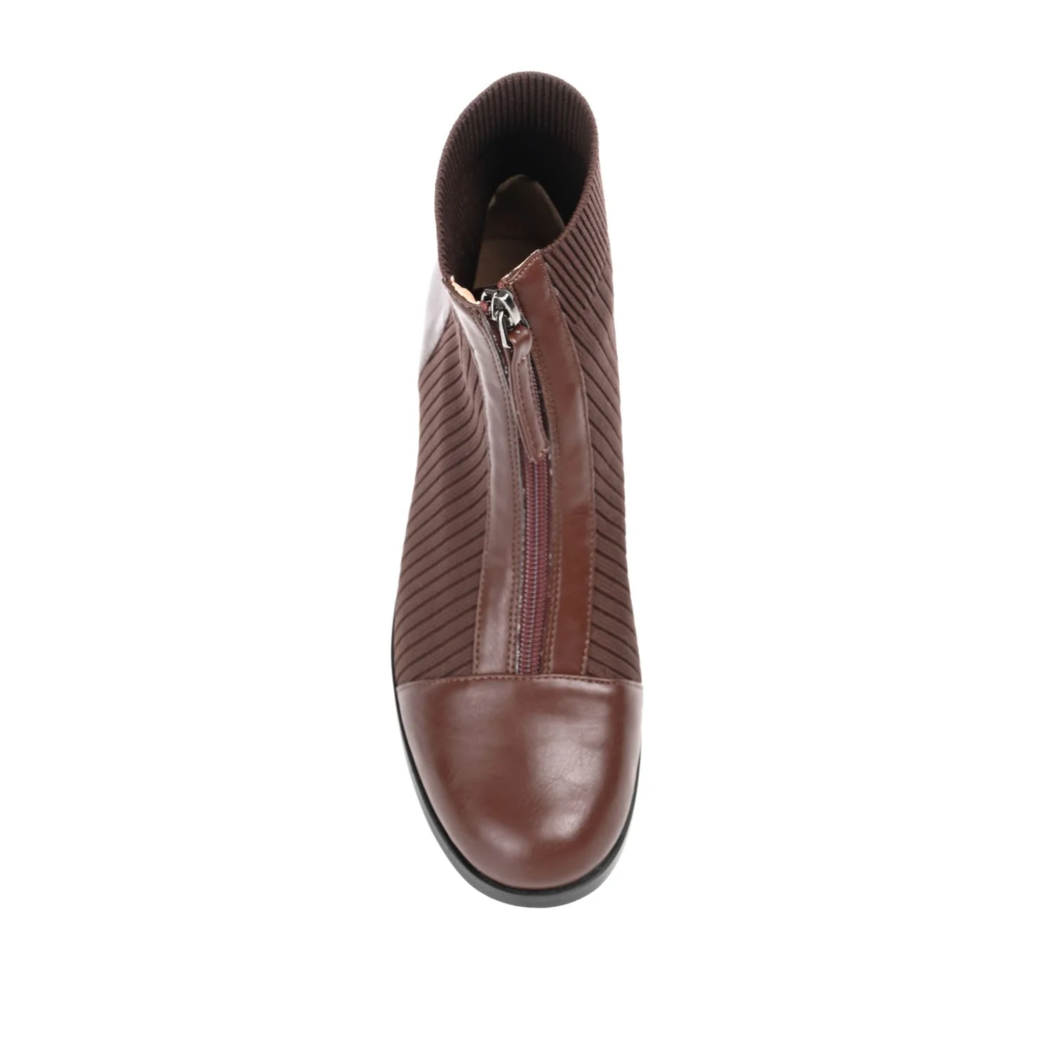 BEXLIE ZIP-UP BOOTIES IN KNIT FABRIC - Brown - Image 6