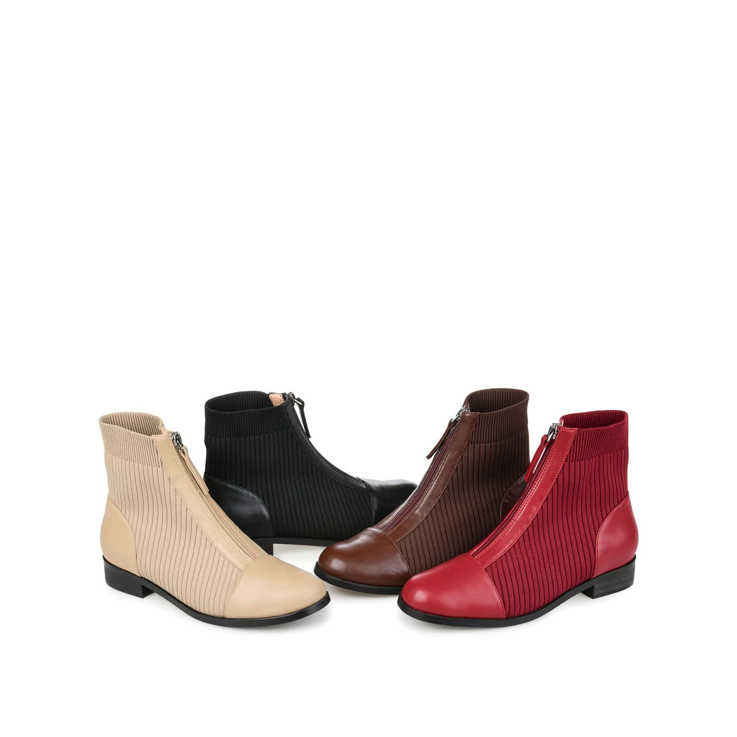 BEXLIE ZIP-UP BOOTIES IN KNIT FABRIC - Red - Image 10