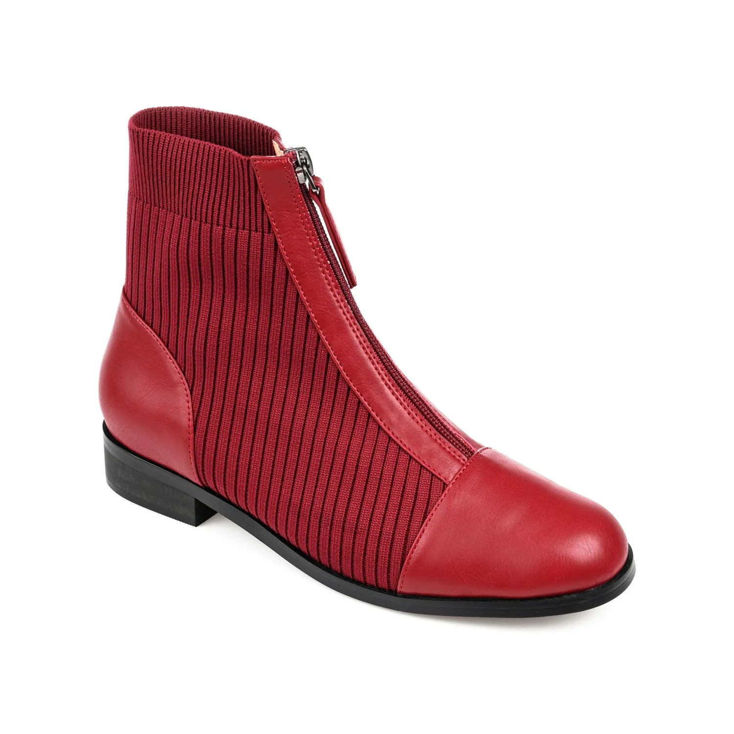 BEXLIE ZIP-UP BOOTIES IN KNIT FABRIC - Red - Image 3