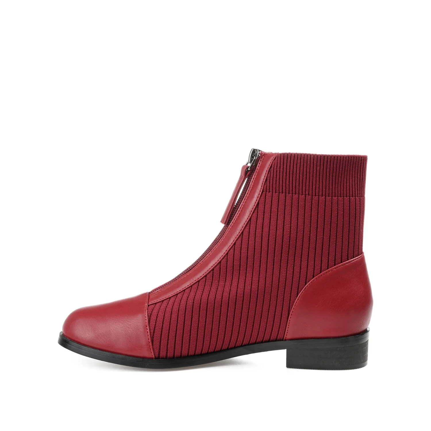 BEXLIE ZIP-UP BOOTIES IN KNIT FABRIC - Red - Image 4