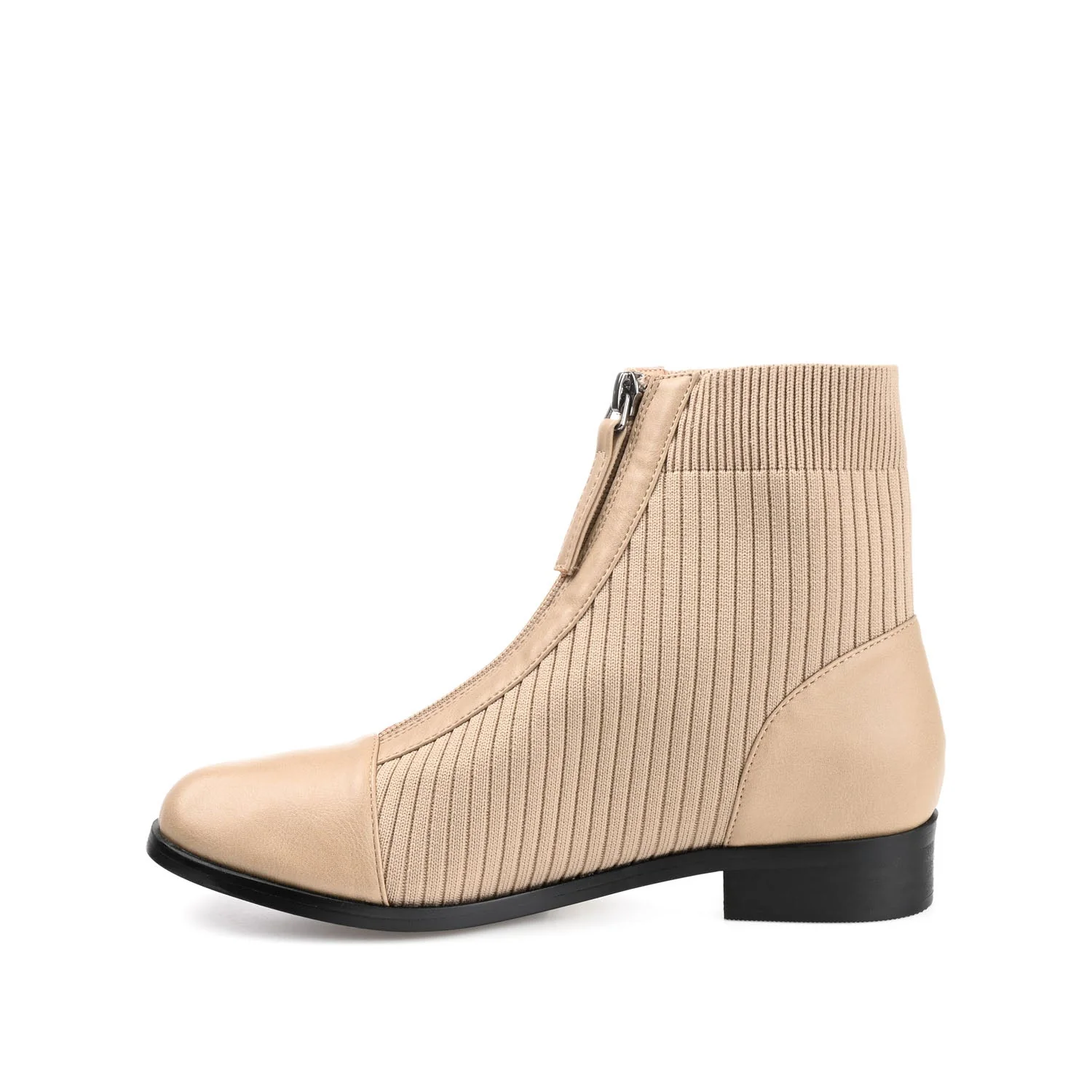 BEXLIE ZIP-UP BOOTIES IN KNIT FABRIC - Tan - Image 3