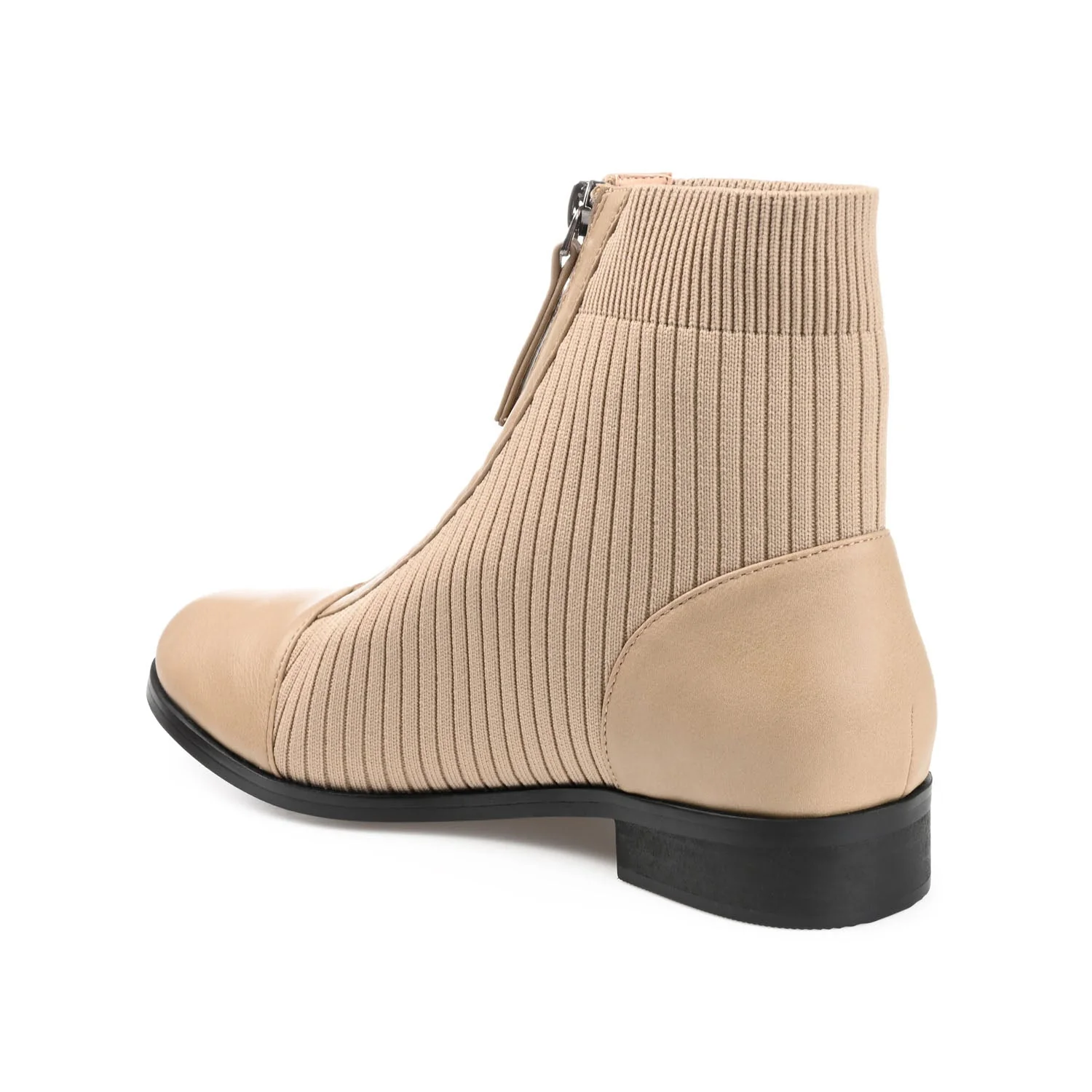 BEXLIE ZIP-UP BOOTIES IN KNIT FABRIC - Tan - Image 4