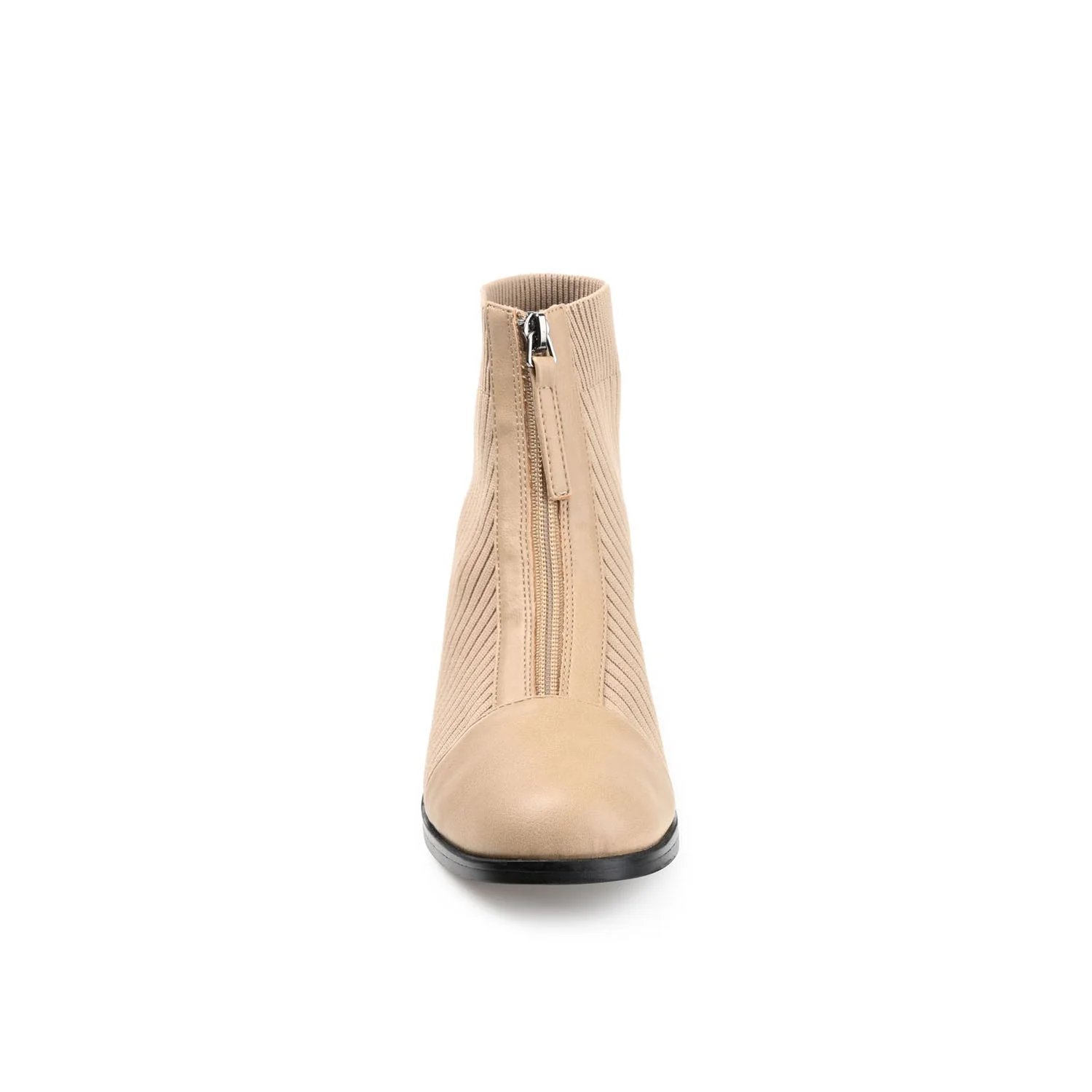 BEXLIE ZIP-UP BOOTIES IN KNIT FABRIC - Tan - Image 5