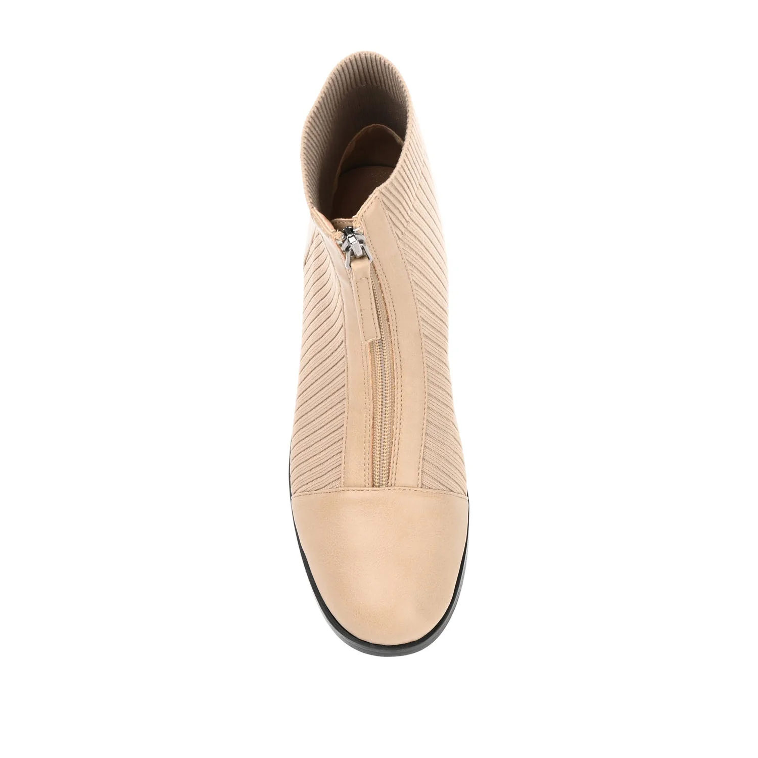 BEXLIE ZIP-UP BOOTIES IN KNIT FABRIC - Tan - Image 6