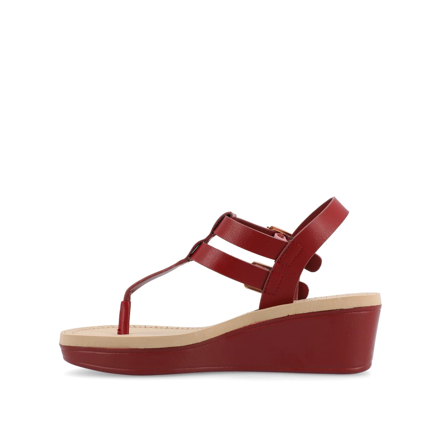 BIANCA WEDGE HEELED SANDALS IN VEGAN LEATHER - Red PU - Image 3