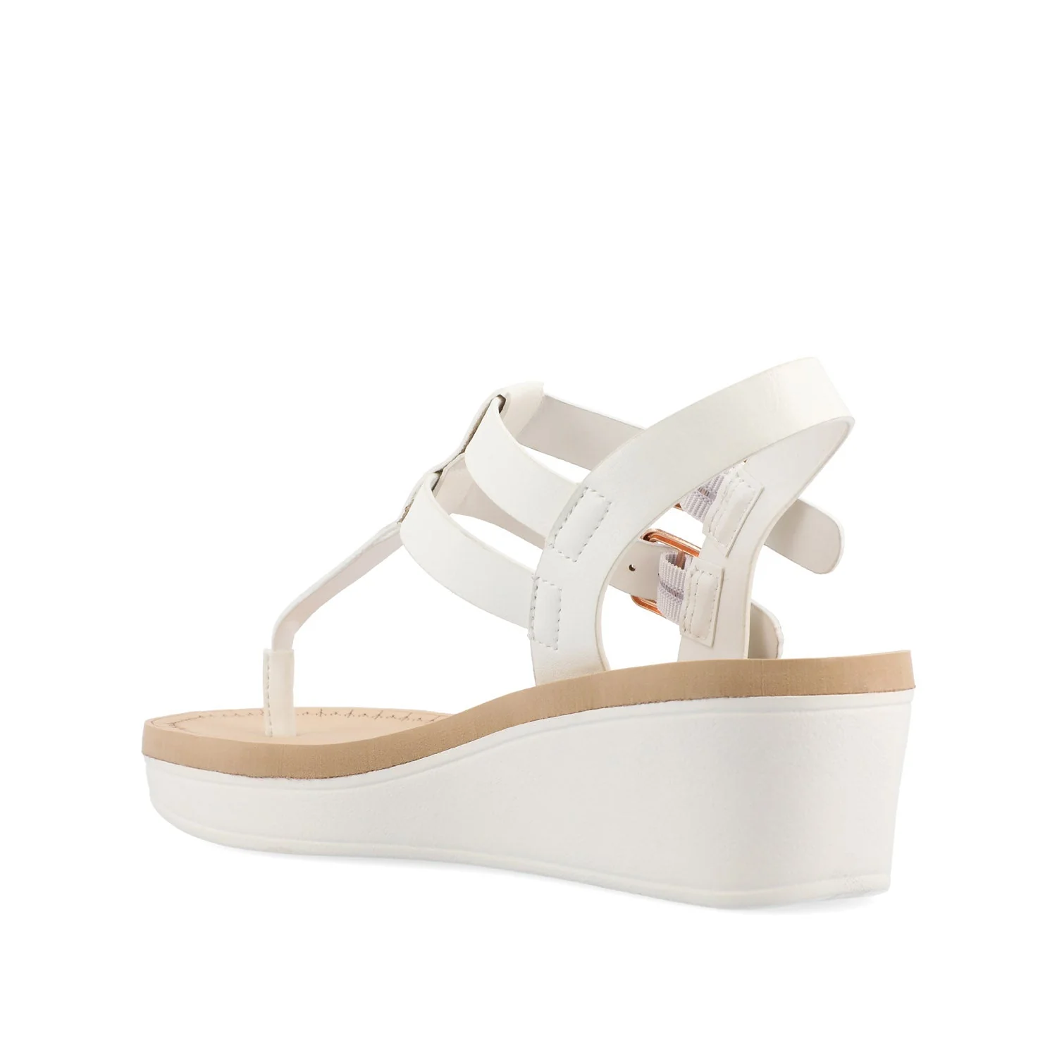 BIANCA WEDGE HEELED SANDALS IN VEGAN LEATHER - White PU - Image 4
