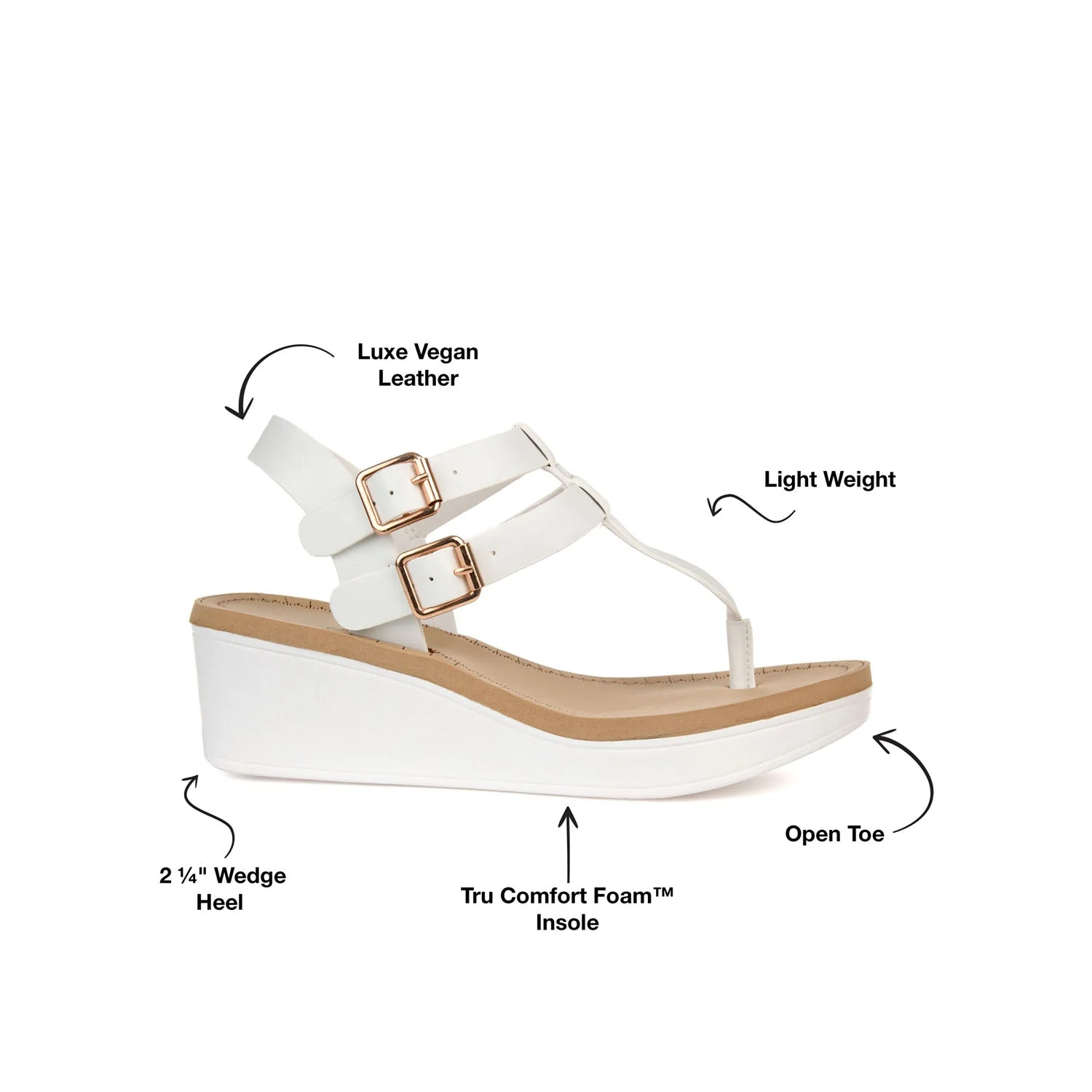 BIANCA WEDGE HEELED SANDALS IN VEGAN LEATHER - White PU - Image 9