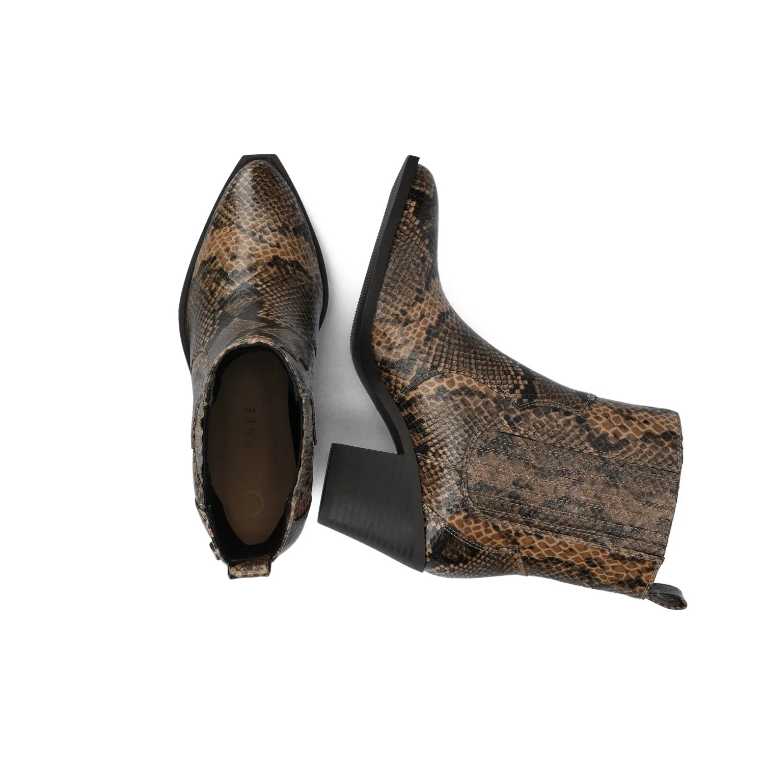 BRAYLEE WESTERN ANKLE BOOTIES - Snake Brown - Image 3