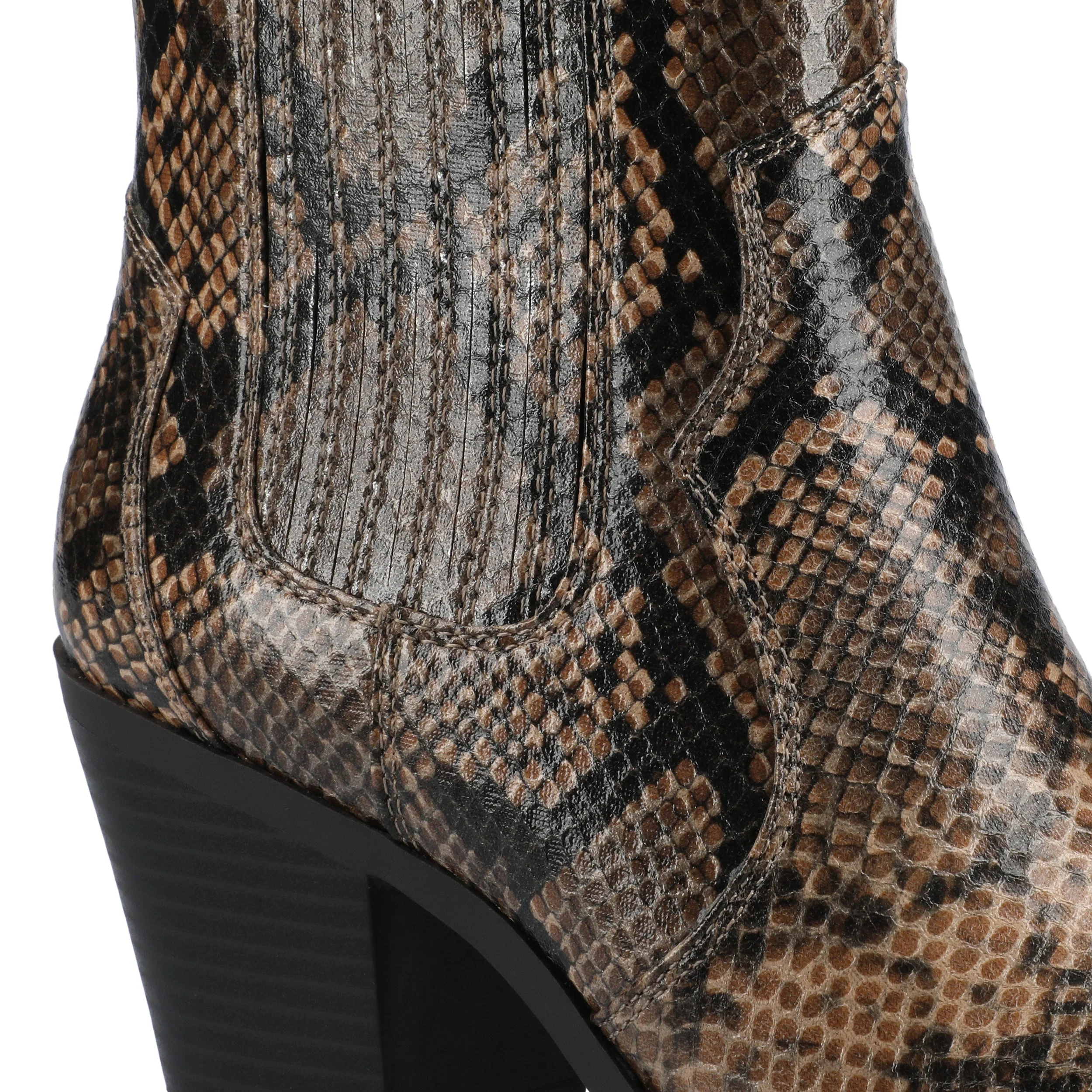 BRAYLEE WESTERN ANKLE BOOTIES - Snake Brown - Image 4