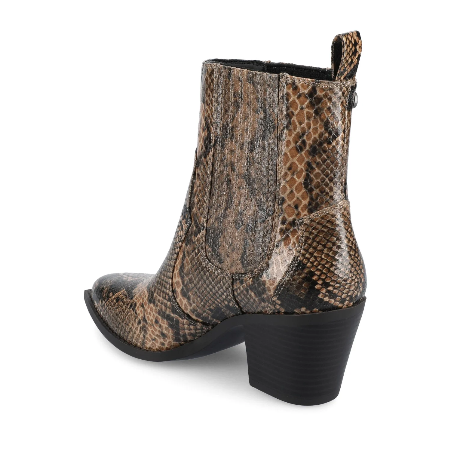 BRAYLEE WESTERN ANKLE BOOTIES - Snake Brown - Image 5
