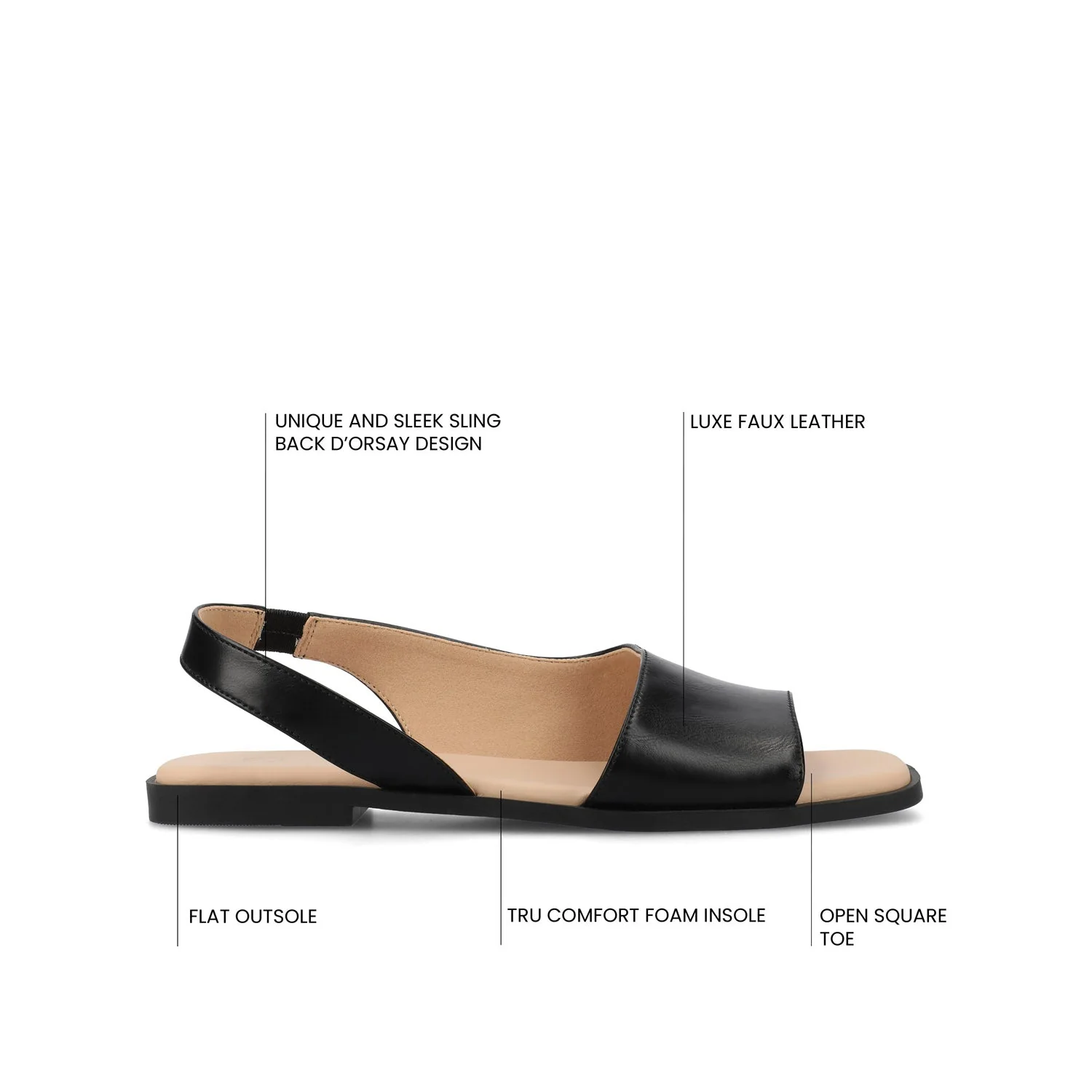 BRINSLEY VEGAN LEATHER SANDALS IN WIDE - Black PU - Image 9