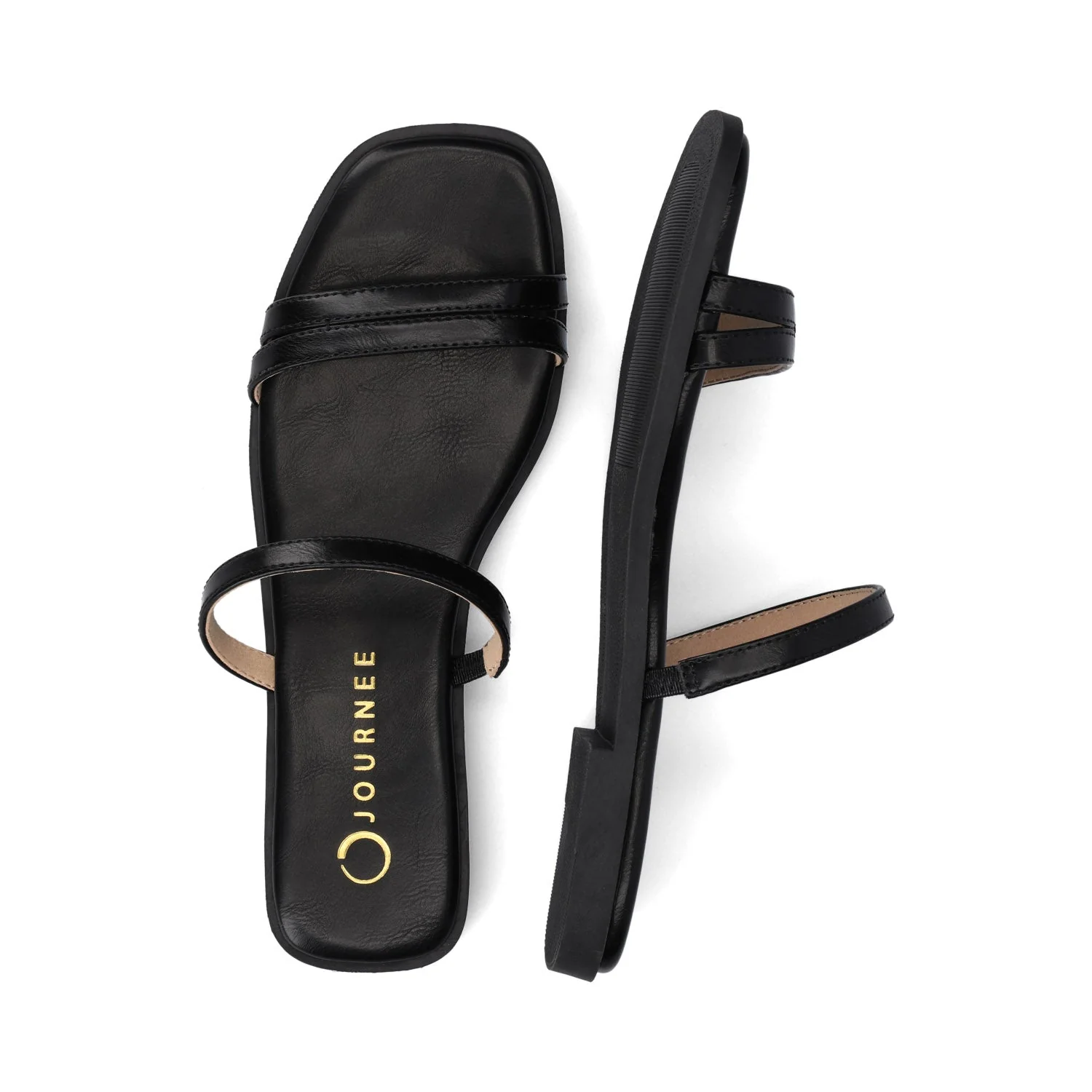 BRISA SLIDE SANDALS IN VEGAN LEATHER - Black PU - Image 3