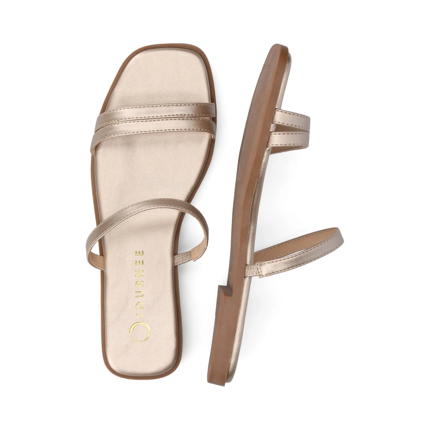 BRISA SLIDE SANDALS IN VEGAN LEATHER - Gold PU - Image 4