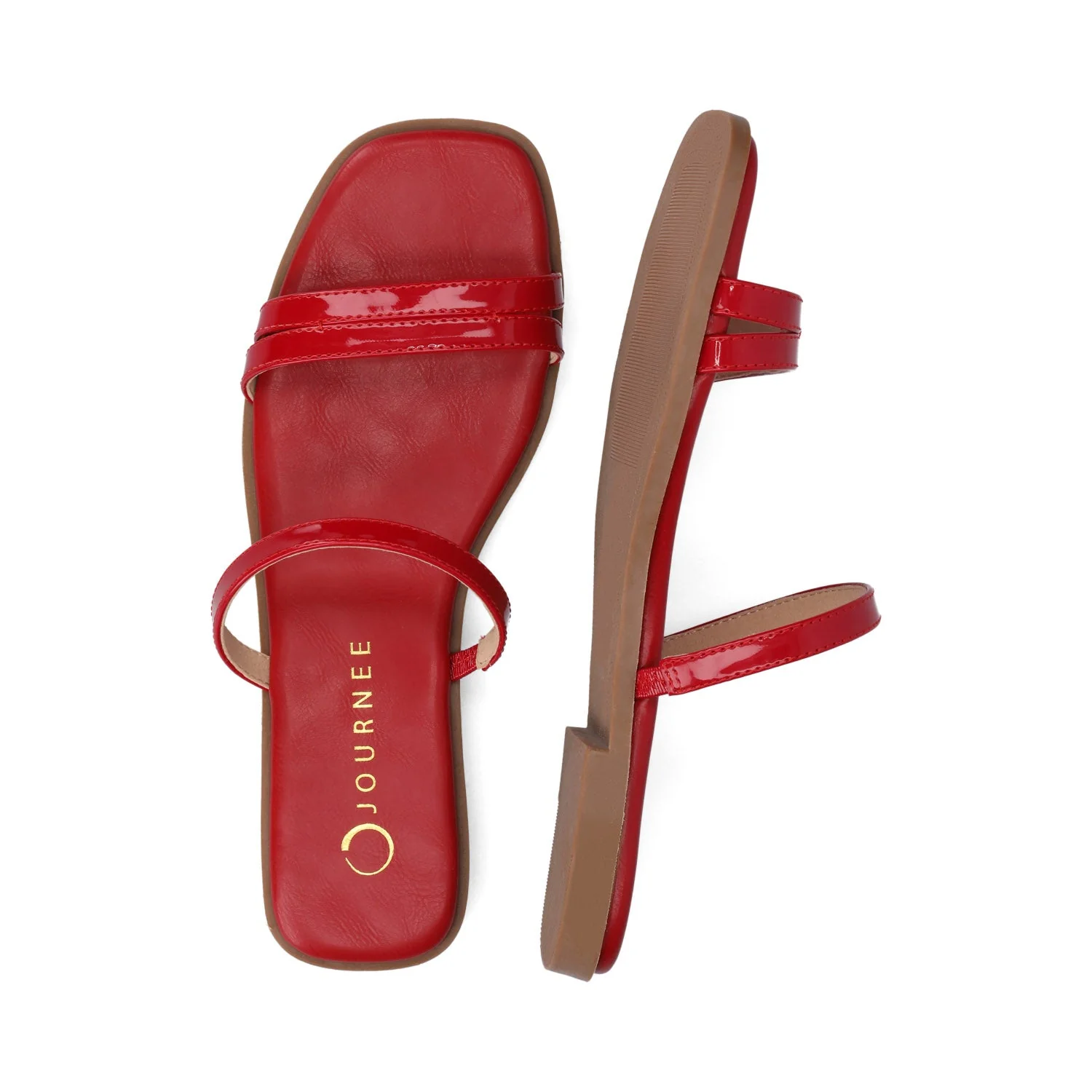 BRISA SLIDE SANDALS IN VEGAN LEATHER - Red Patent - Image 3