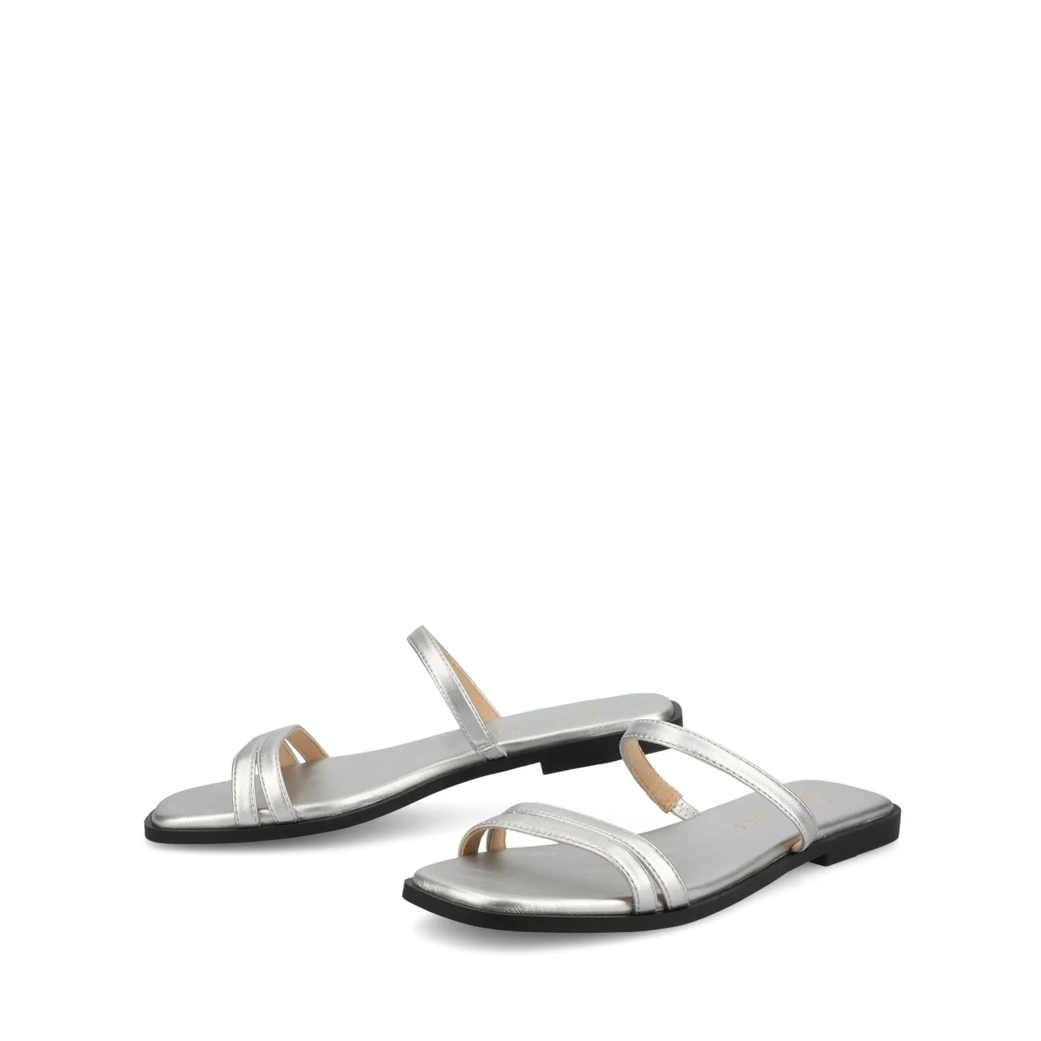 BRISA SLIDE SANDALS IN VEGAN LEATHER - Silver PU - Image 2