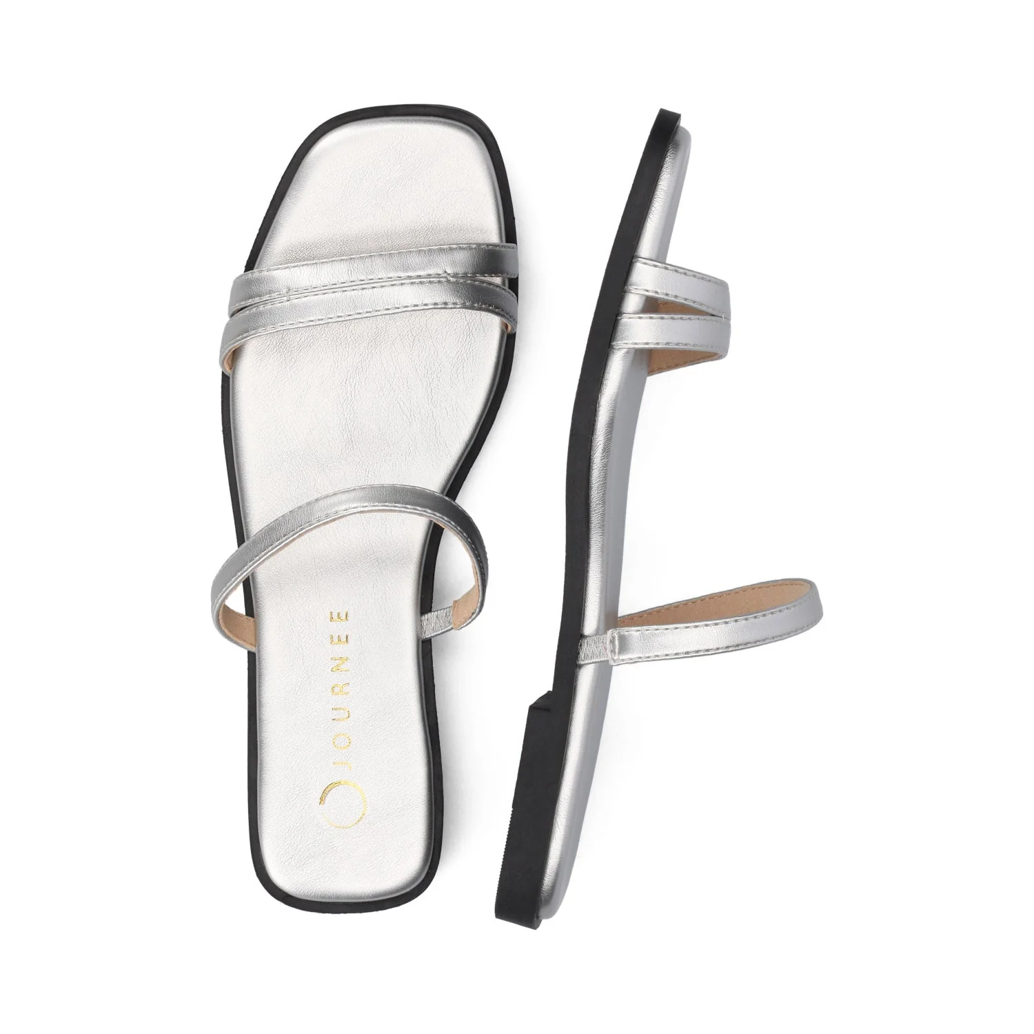 BRISA SLIDE SANDALS IN VEGAN LEATHER - Silver PU - Image 3