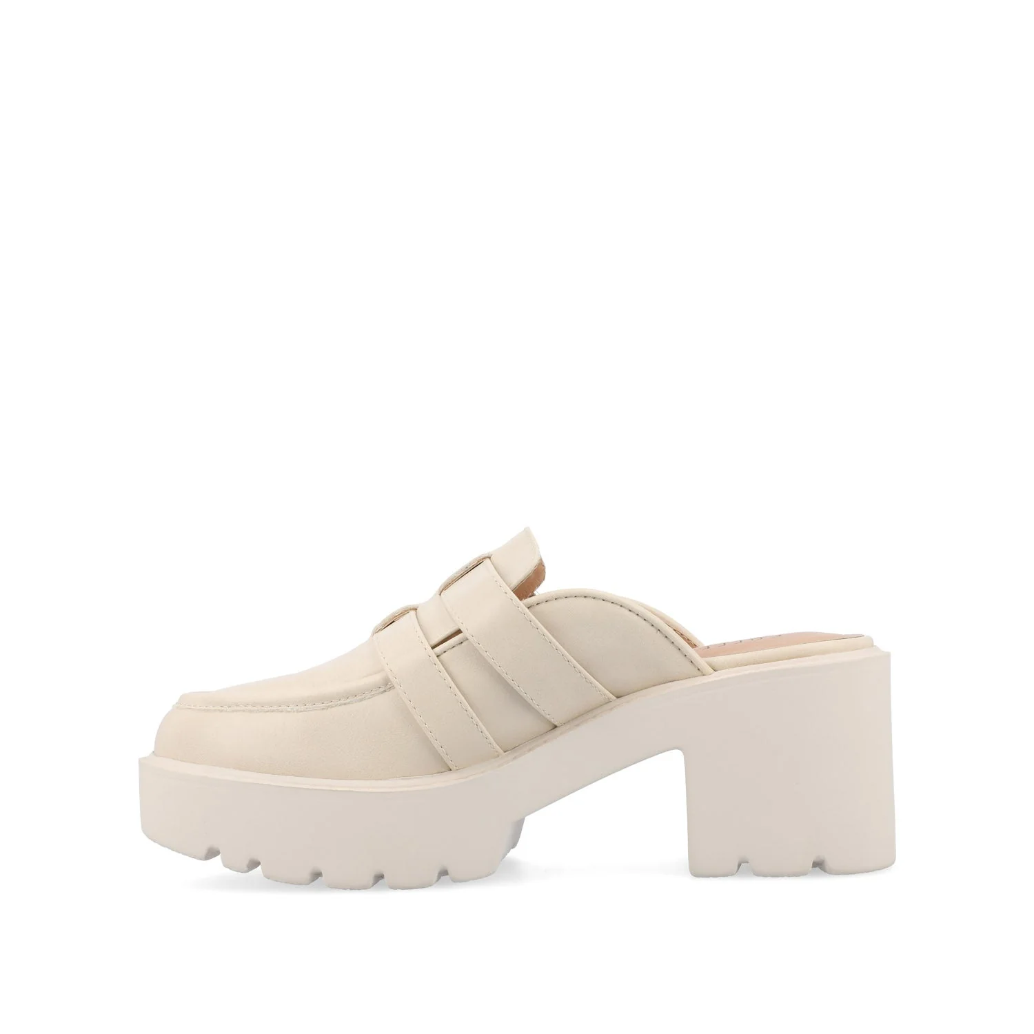 BRYDIE BLOCK HEEL LOAFERS IN VEGAN LEATHER - Off White - Image 4