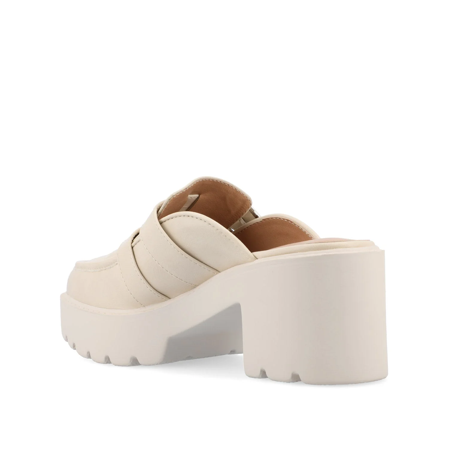 BRYDIE BLOCK HEEL LOAFERS IN VEGAN LEATHER - Off White - Image 5