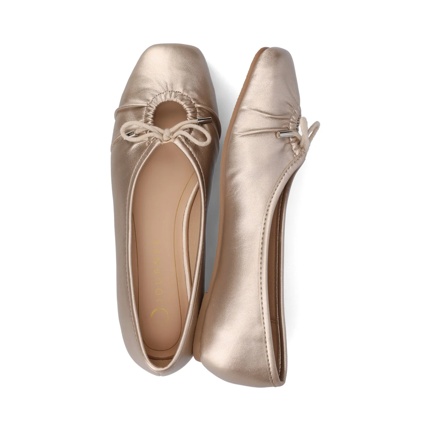 CALLEE VEGAN LEATHER BALLET FLATS IN WIDE - Champagne - Image 3
