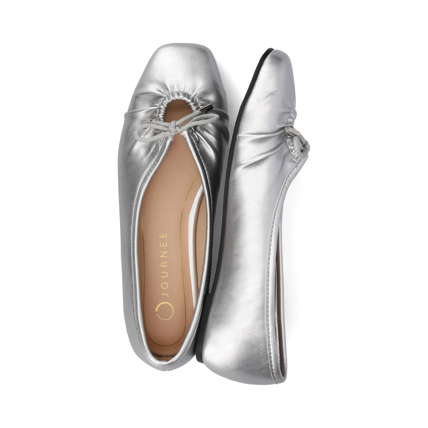 CALLEE VEGAN LEATHER BALLET FLATS IN WIDE - Silver - Image 3