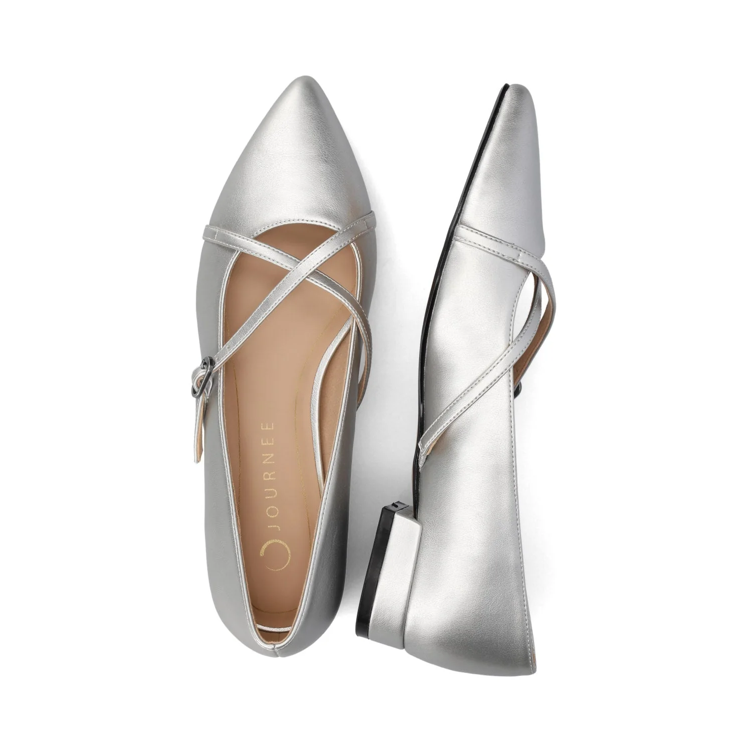 CAMBY DRESS FLAT IN VEGAN LEATHER - Silver PU - Image 3