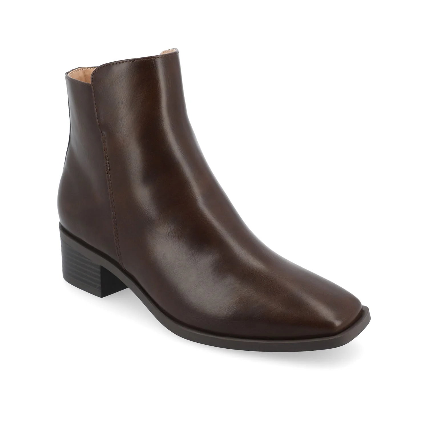 CAPPRI SQUARE-TOE BOOTIES IN VEGAN LEATHER - Brown PU - Image 2