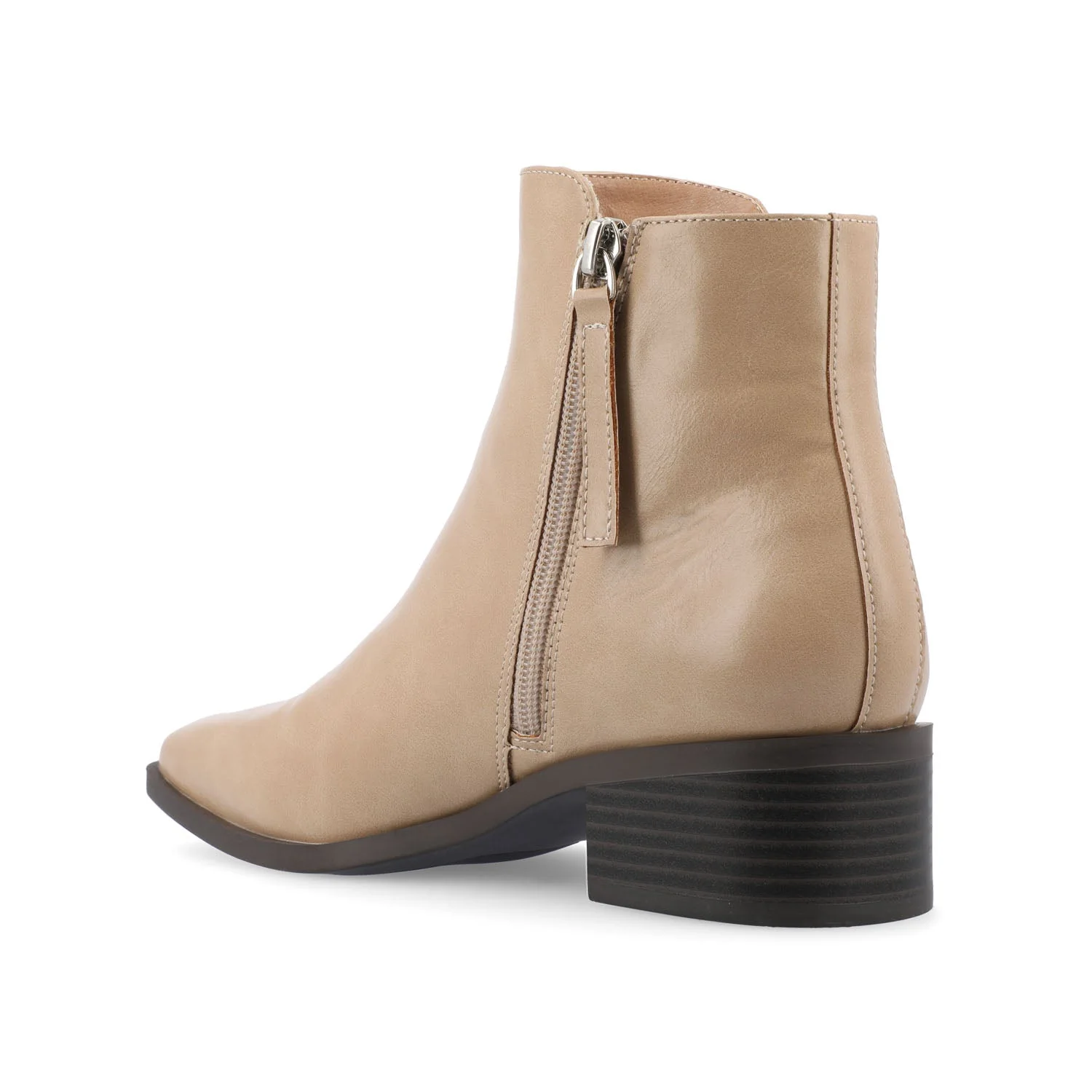CAPPRI SQUARE-TOE BOOTIES IN VEGAN LEATHER - Tan PU - Image 3
