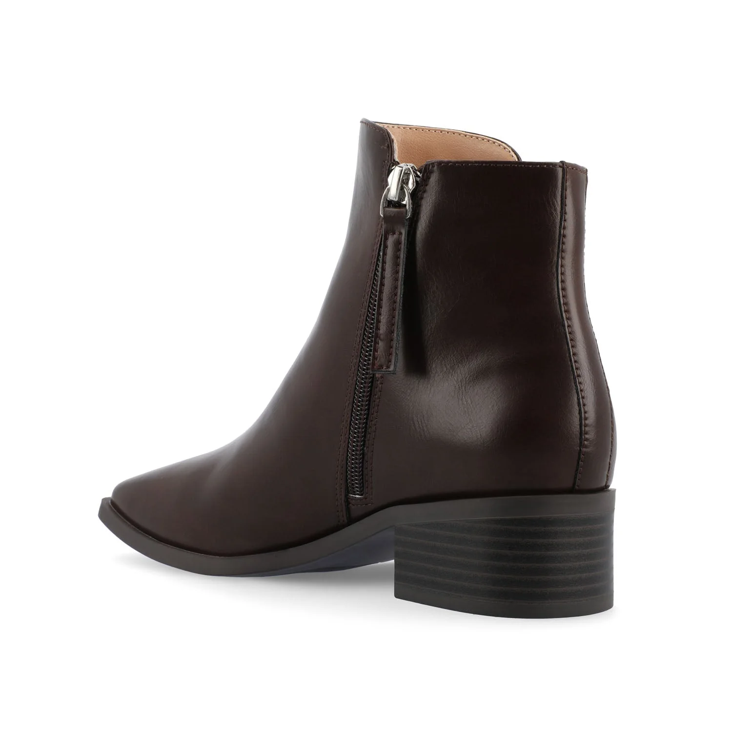 CAPPRI SQUARE TOE BOOTIES IN WIDE - Brown PU - Image 4