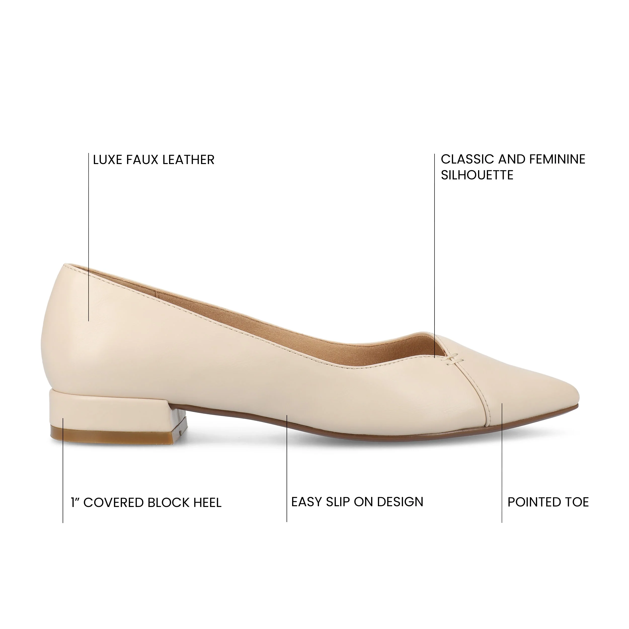 CARMIN SLIP ON DRESS FLATS - Bone PU - Image 6
