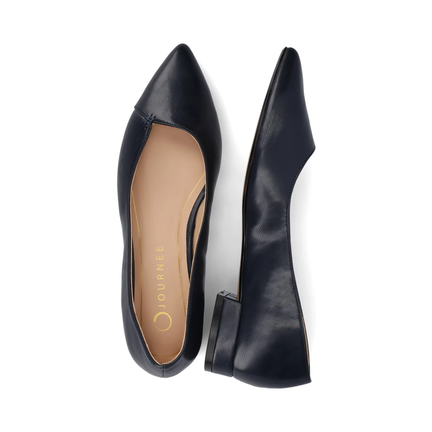 CARMIN SLIP ON DRESS FLATS IN WIDE - Navy PU - Image 3