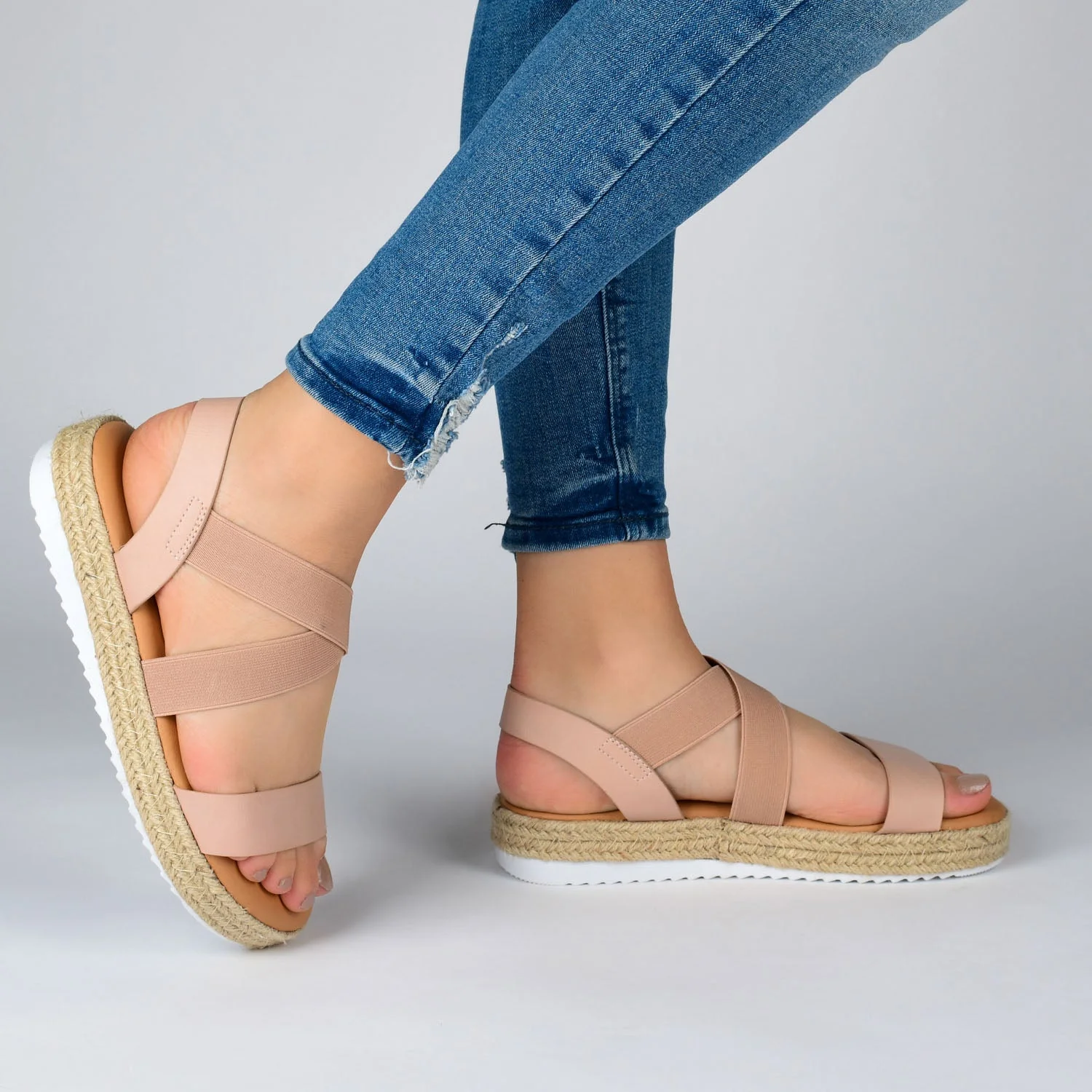 CAROLINE ESPADRILLE PLATFORM SANDALS - Blush - Image 2