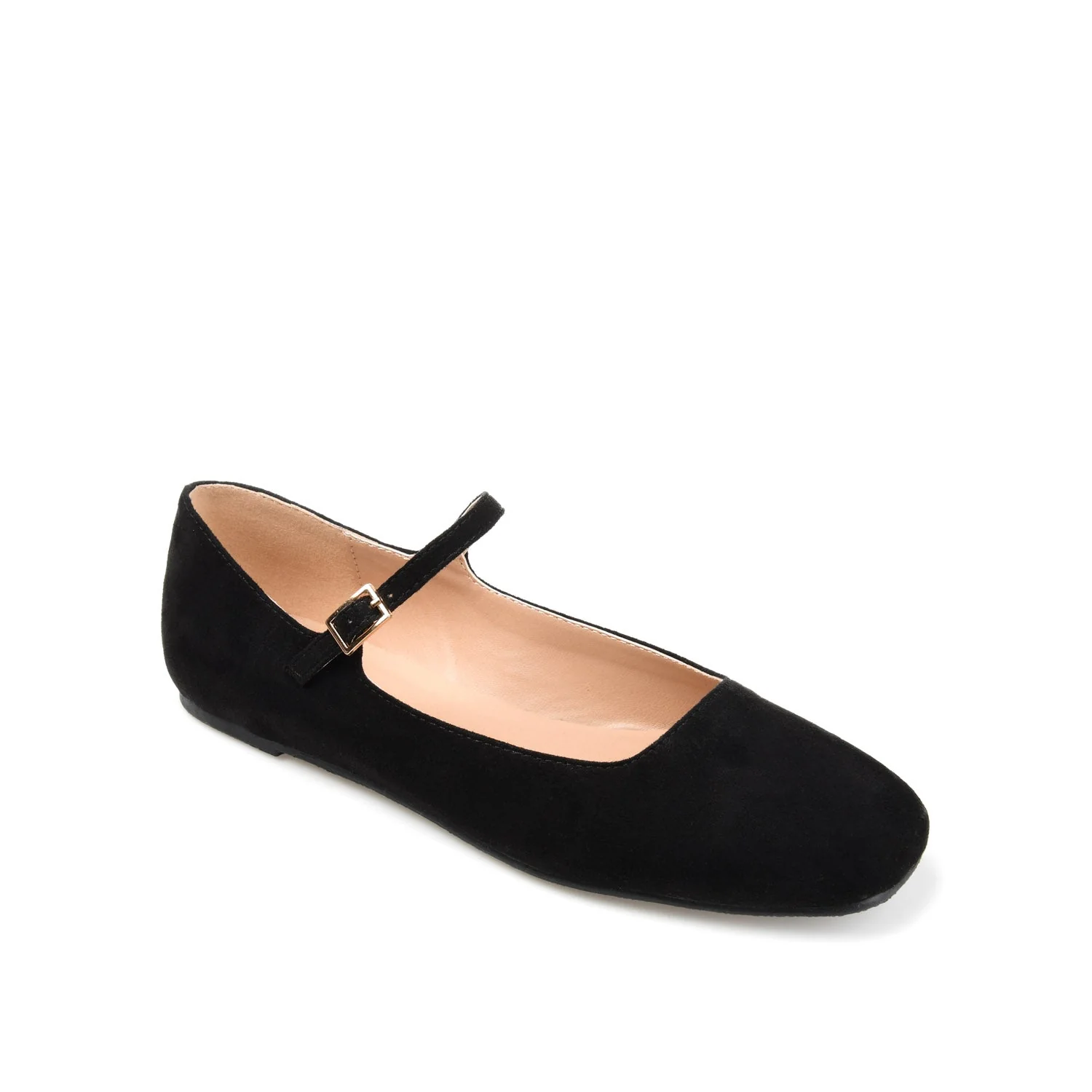 CARRIE FAUX SUEDE BALLET FLATS IN WIDE - Black Faux Suede - Image 2