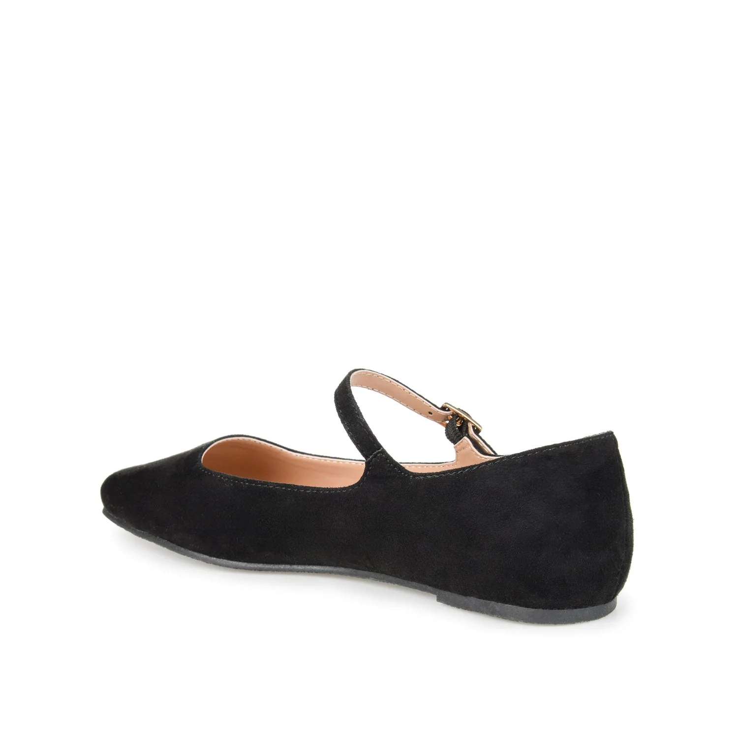 CARRIE FAUX SUEDE BALLET FLATS IN WIDE - Black Faux Suede - Image 4