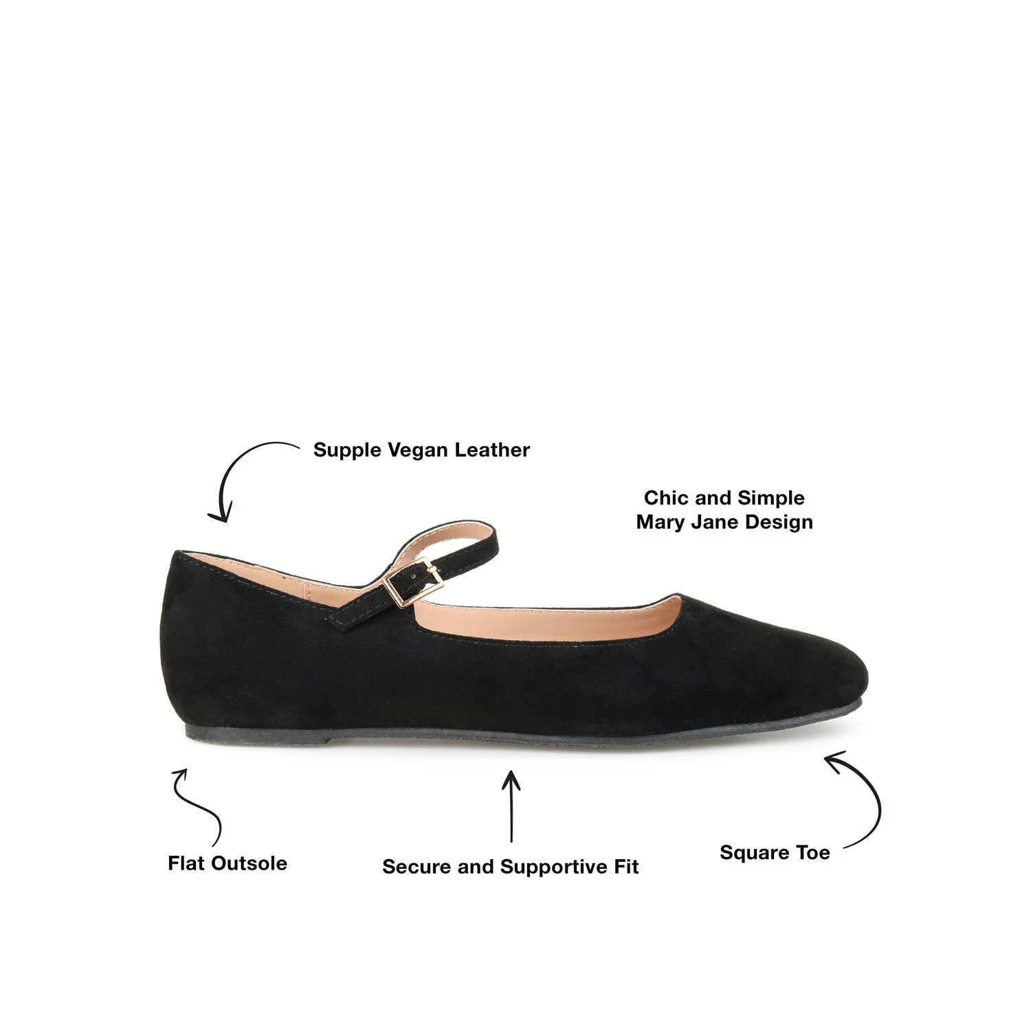 CARRIE FAUX SUEDE BALLET FLATS IN WIDE - Black Faux Suede - Image 9