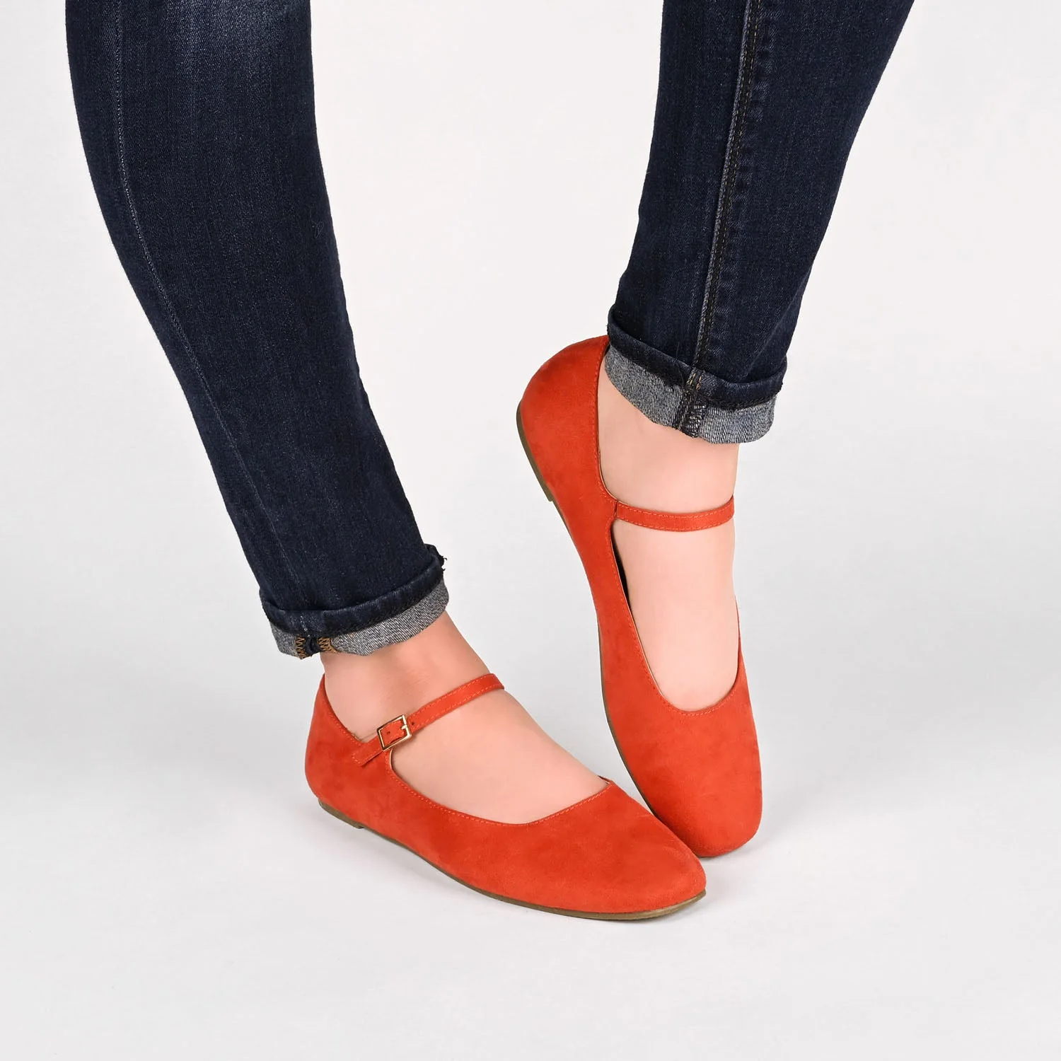 CARRIE FAUX SUEDE BALLET FLATS IN WIDE - Coral Faux Suede - Image 2
