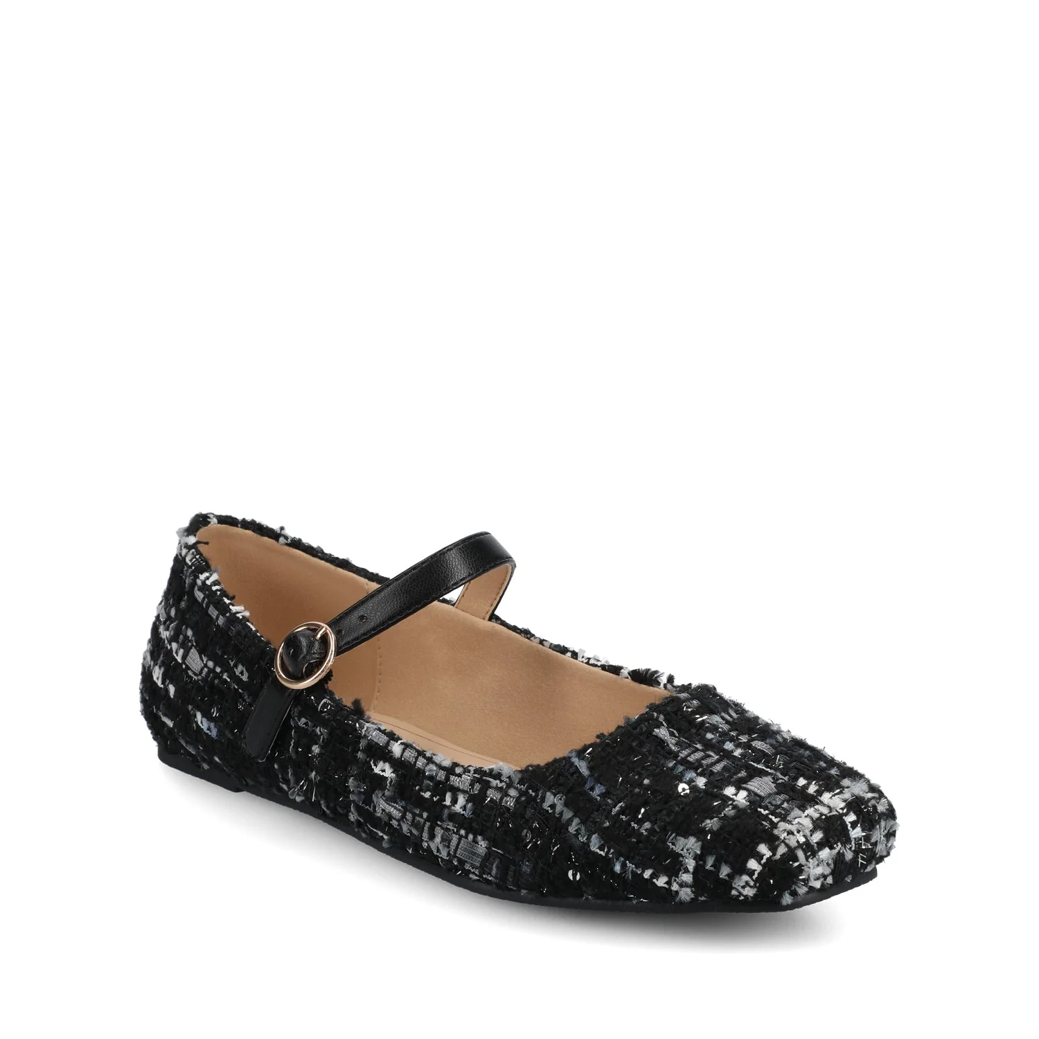CARRIE DRESS FLATS IN WIDE - Black Tweed - Image 2