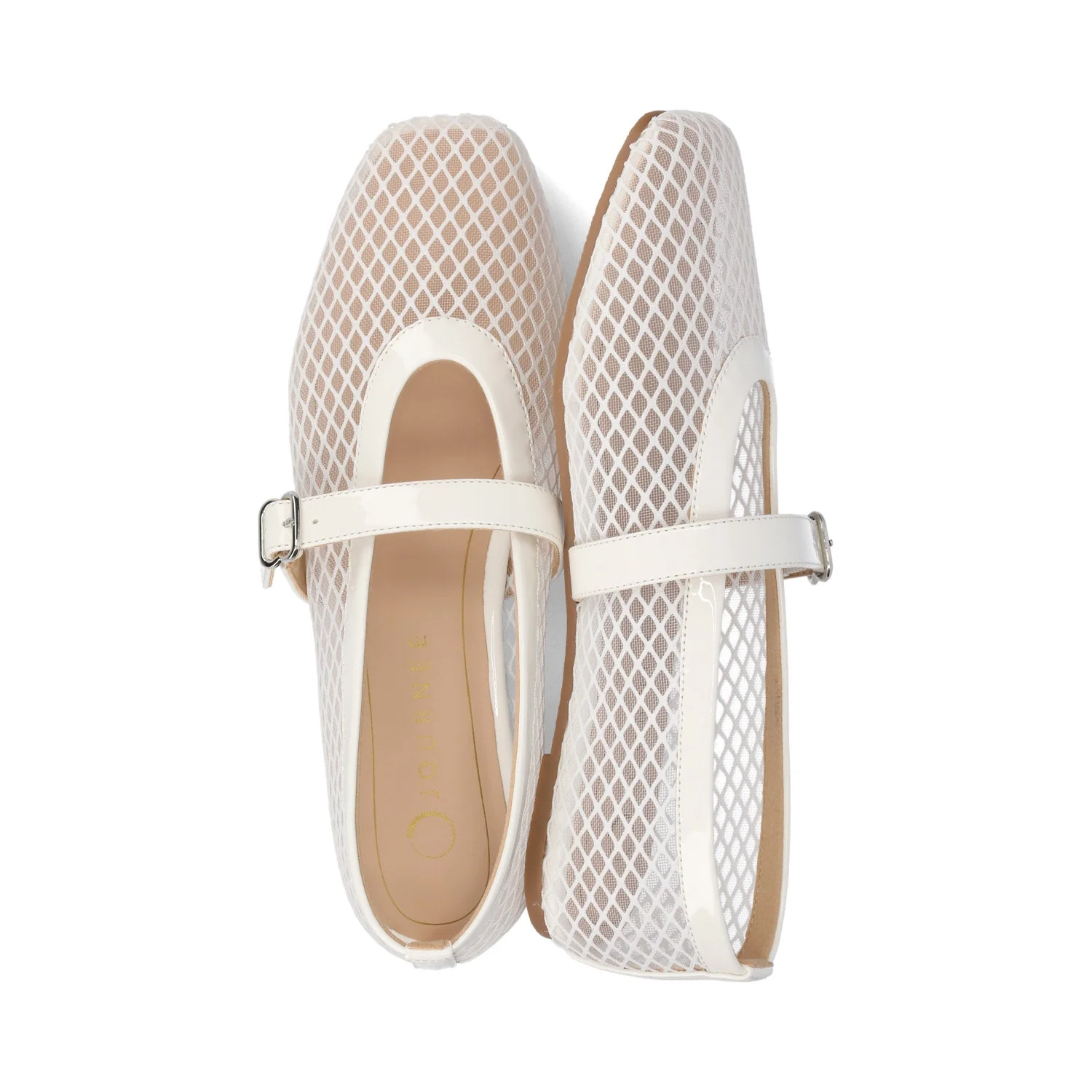 CASHA MARY JANE FLATS IN MESH - White Mesh - Image 3